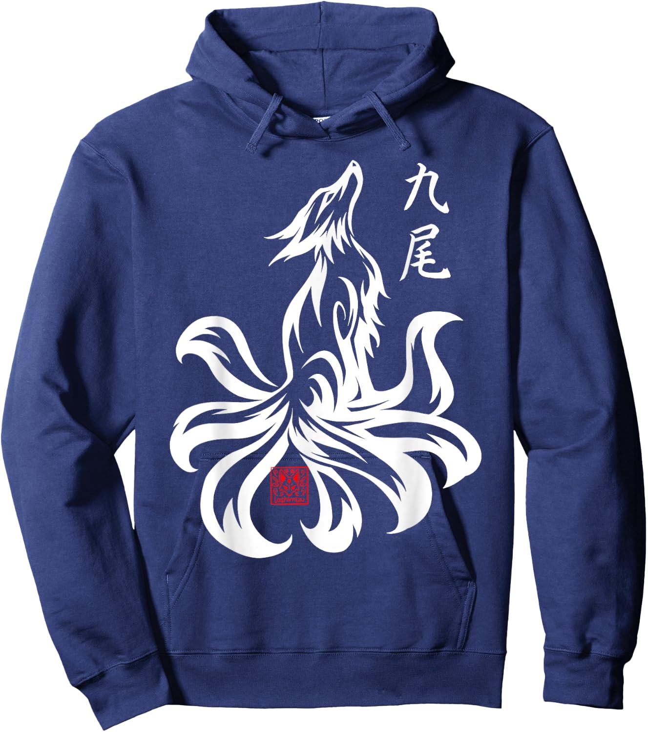 Japanese Nine Tailed Fox Kyubi Kitsune Spirit Tribal animal Hoodie - Hoodie | Navy