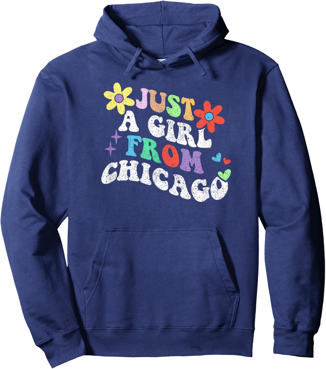 Retro Groovy Just A Girl From Chicago Mother's Day 2023 Hoodie - Hoodie | Navy