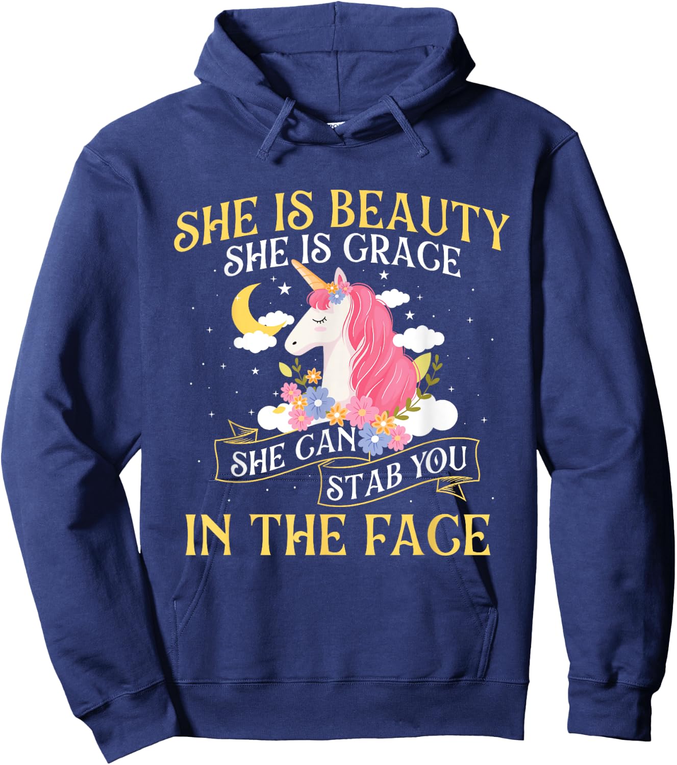 She Is Beauty - Mythical Animal Rainbow Unicorn Magical Hoodie - Hoodie | Navy