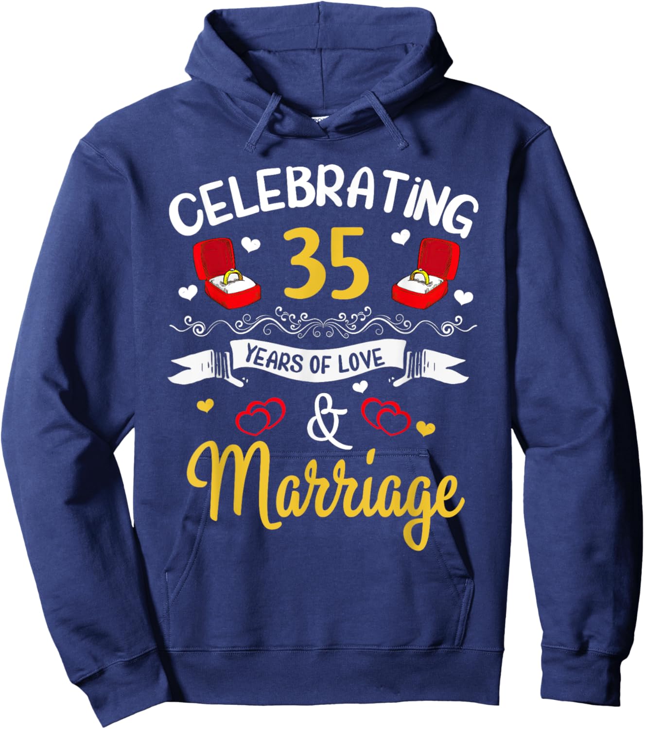 35th Marriage Anniversary 35 Years of love and marriage Hoodie - Hoodie | Navy