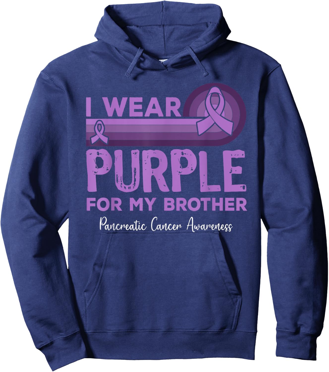 I Wear Purple for My Brother Pancreatic Cancer Awareness Hoodie - Hoodie | Navy