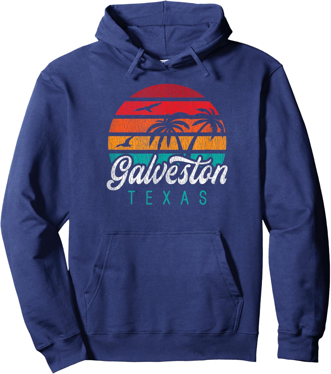 GALVESTON TX, Galveston Texas Sunset Design Hoodie - Hoodie | Navy