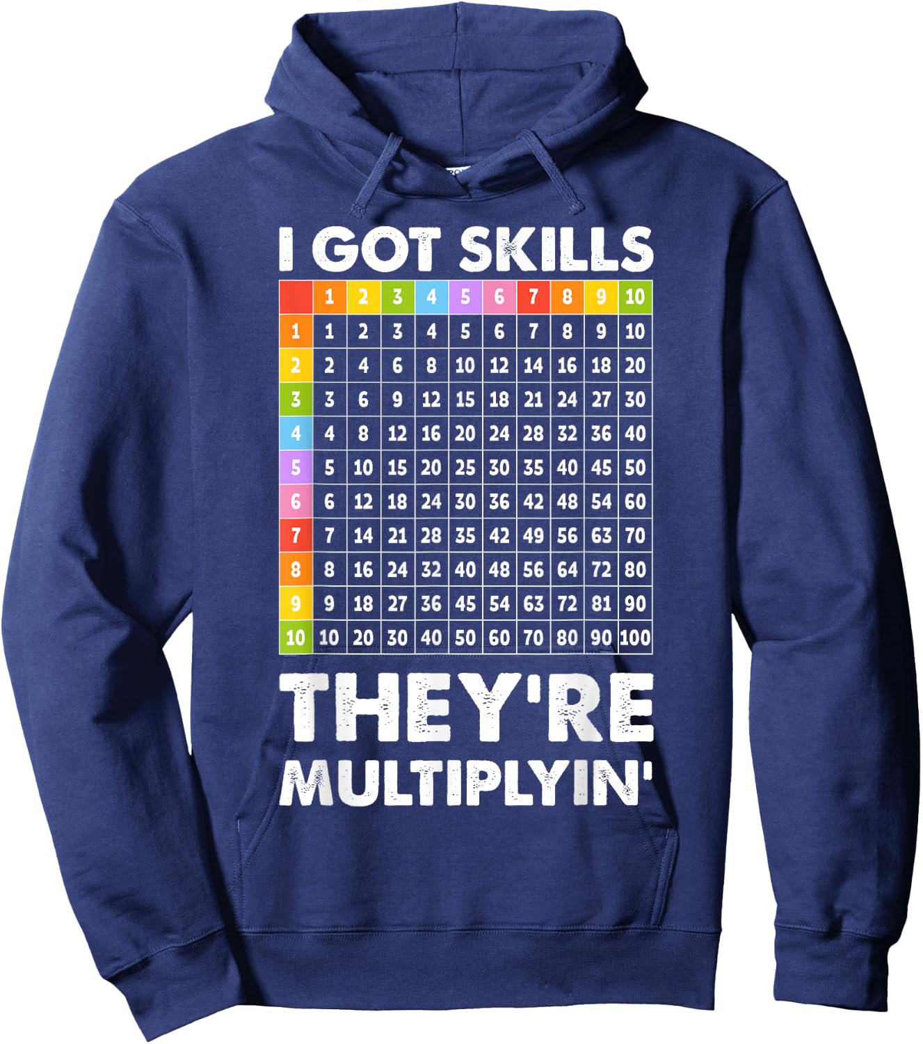 I Got Skills They're Multiplying Nerd Funny Math Teacher Hoodie - Hoodie | Navy