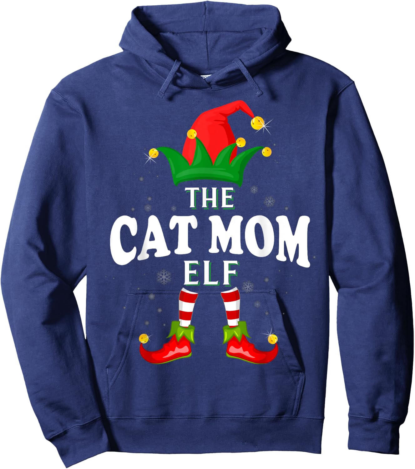 Xmas Cat mom Elf Family Matching Christmas Pajama Hoodie - Hoodie | Navy
