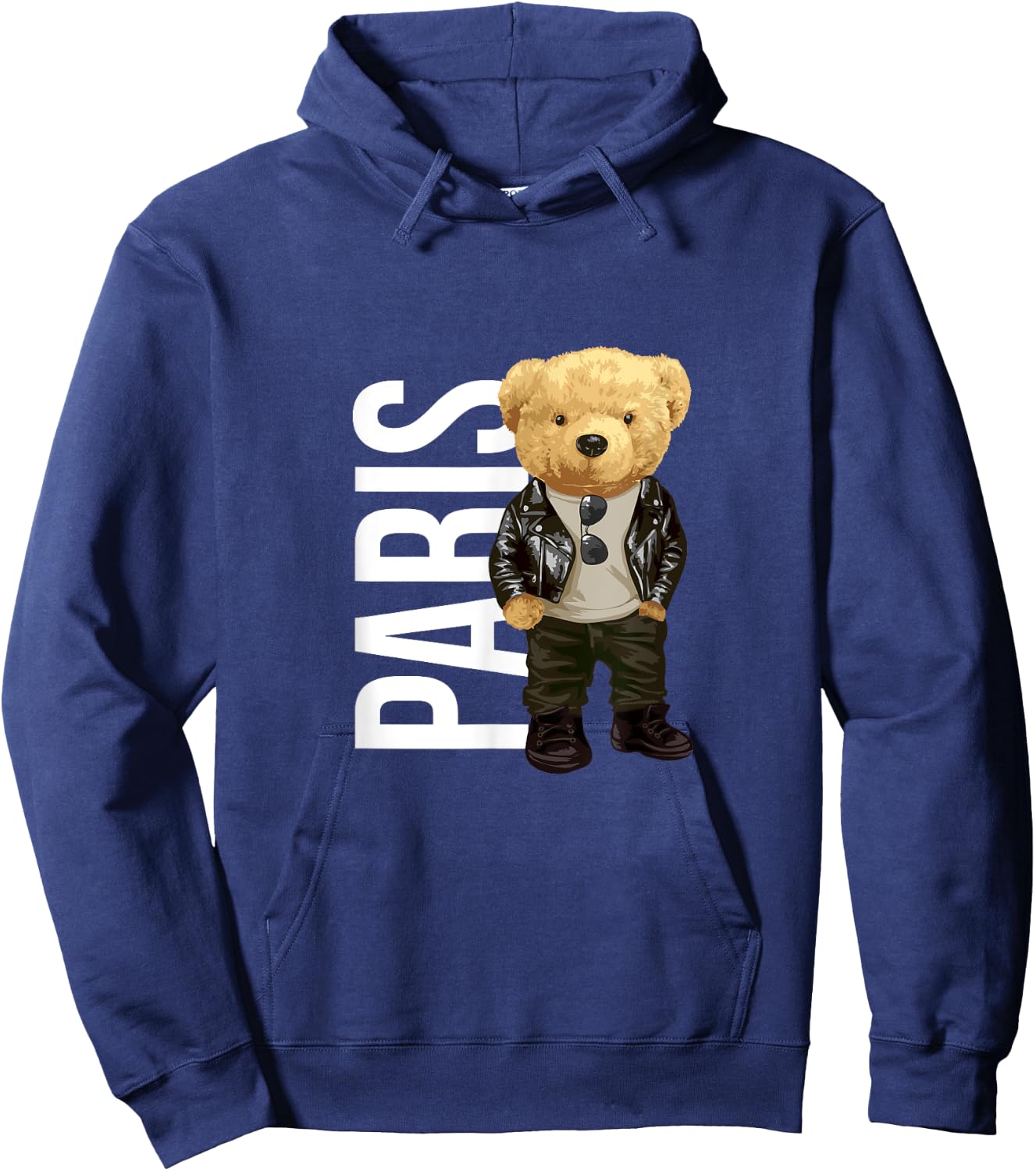 Cool Teddy Bear in Paris France Illustration Graphic Designs Hoodie - Hoodie | Navy