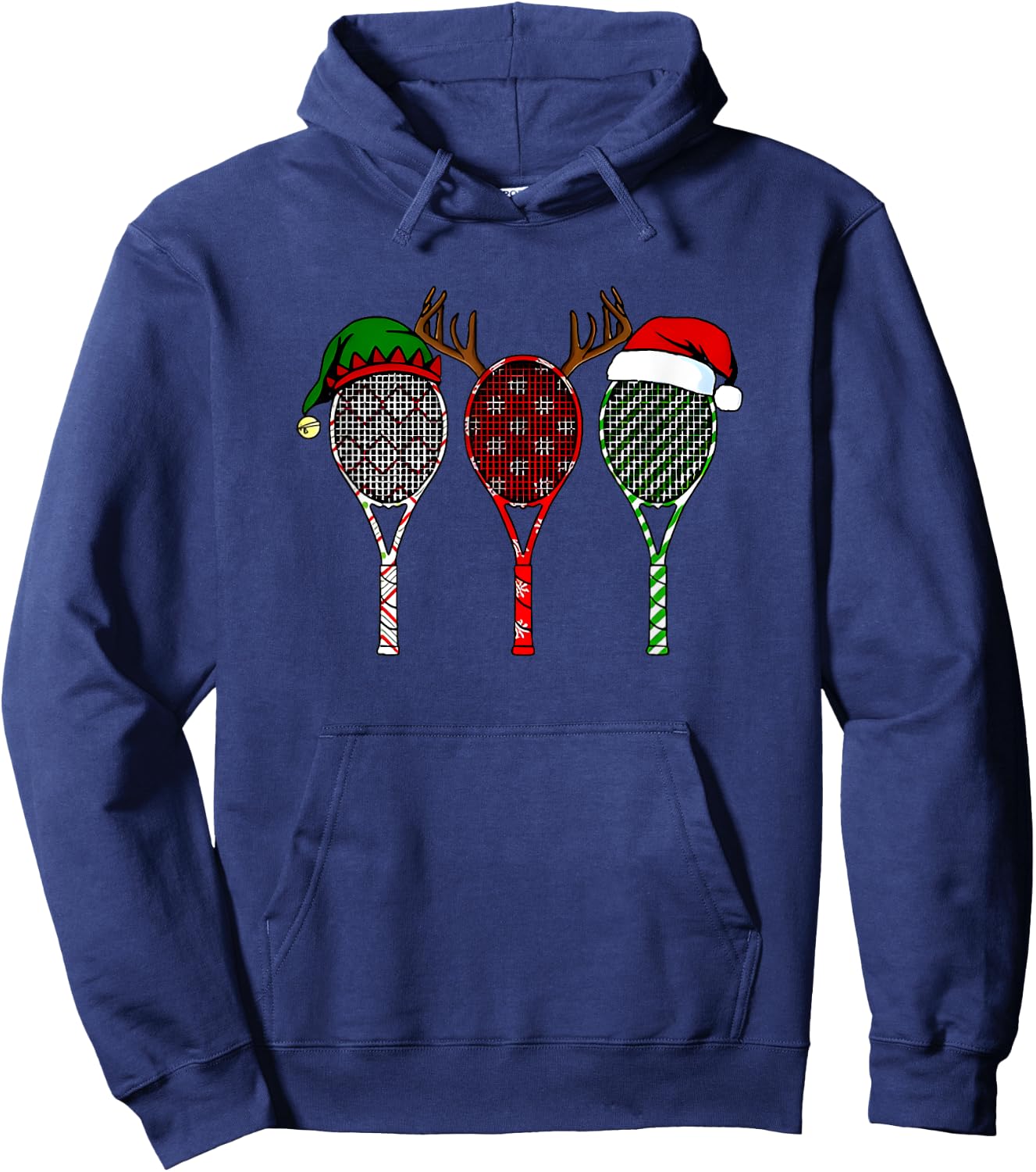 Tennis Merry Chistmas 3 tennis racket christmas Hoodie - Hoodie | Navy