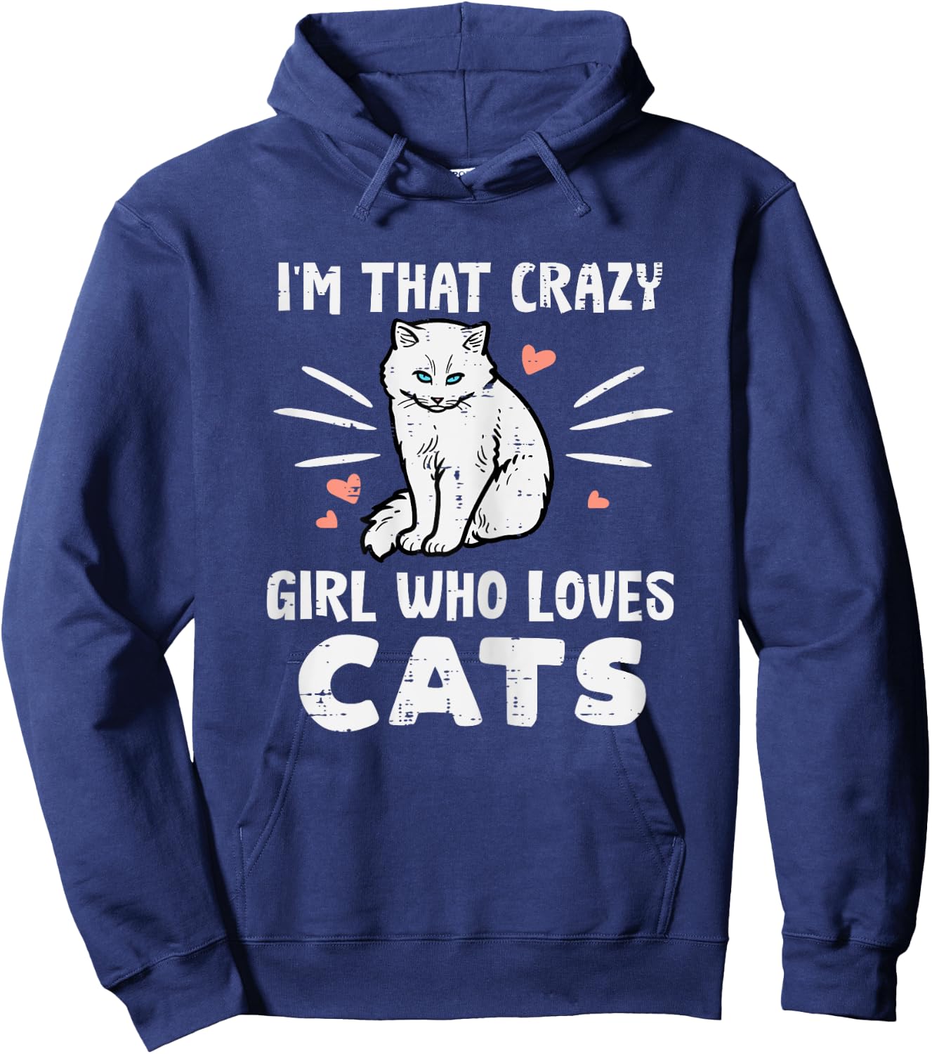 Im Crazy Girl Who Loves Cats Funny Women Girls Teens Youth Hoodie - Hoodie | Navy