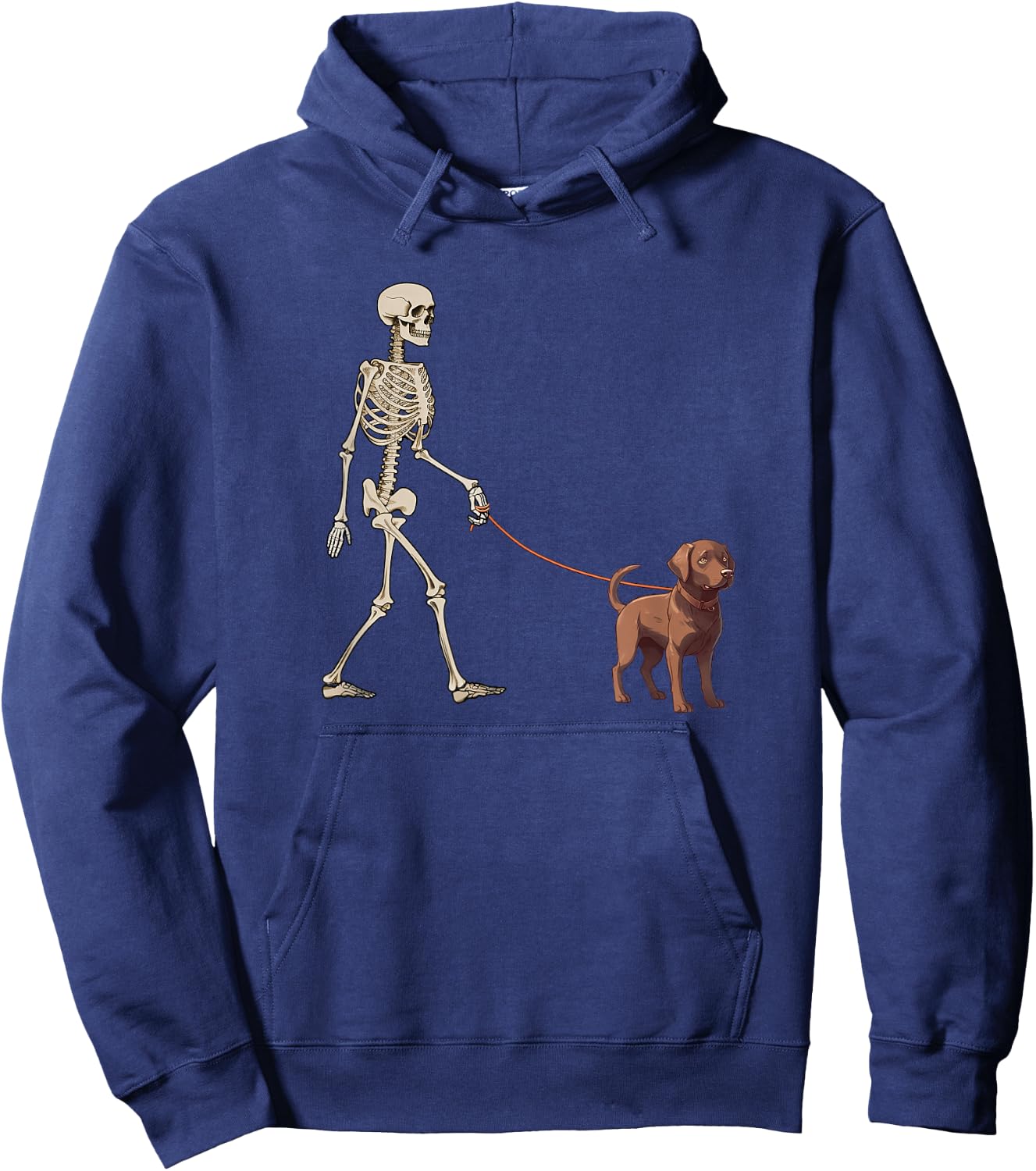 Funny Chocolate Labrador Skeleton Dog Walking Halloween Men Women Kids Hoodie - Hoodie | Navy