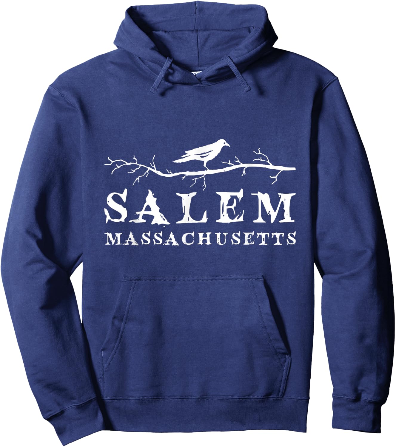 A Crow On Tree Branch Vintage Salem Massachusetts Souvenir Hoodie - Hoodie | Navy
