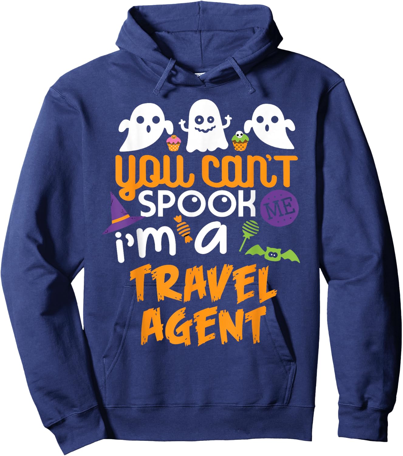 Travel Agent Halloween Shirt Costume Party Can't Spook Me Hoodie - Hoodie | Navy