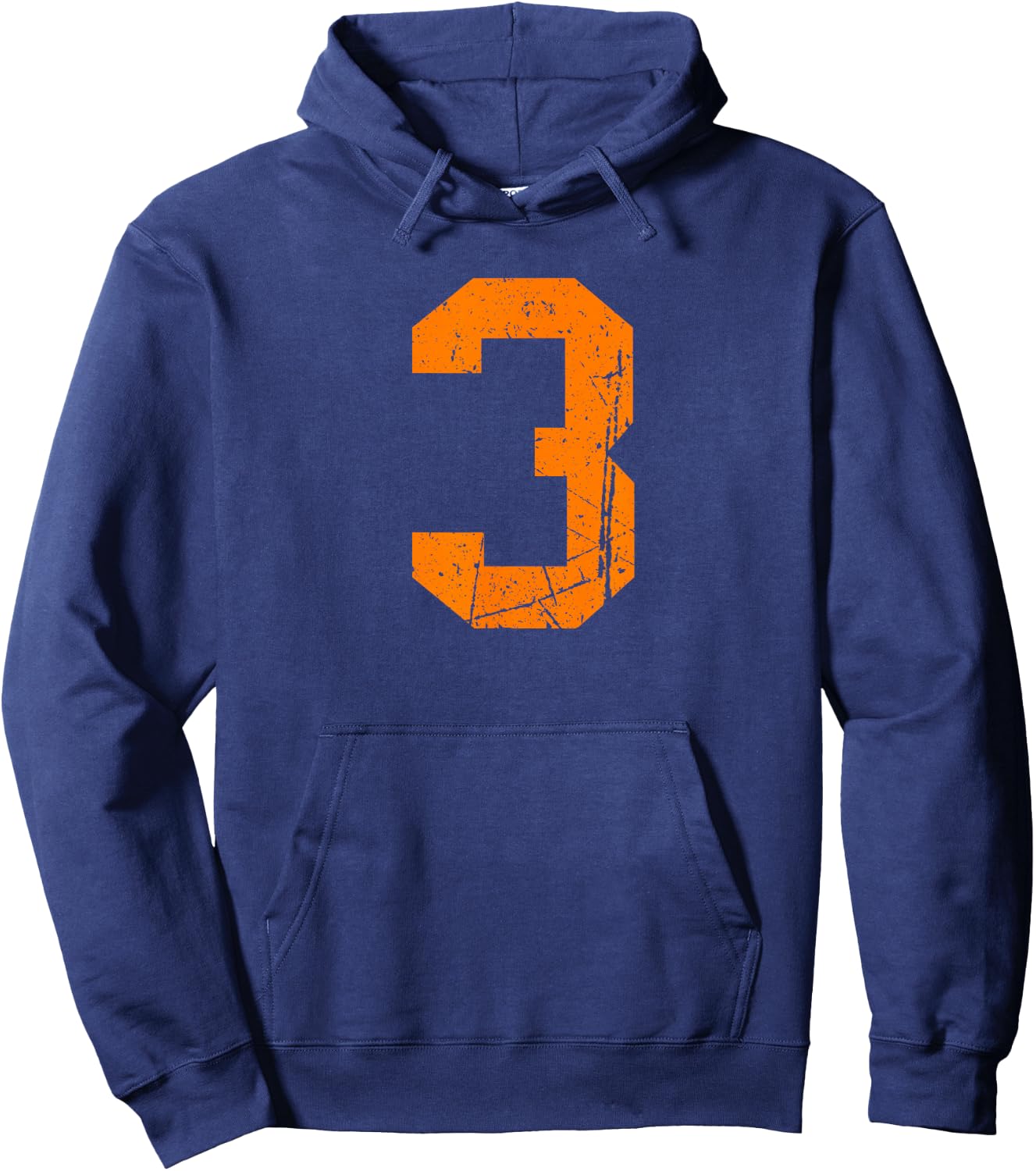 Vintage Orange Sports Team Number #3 Hoodie - Hoodie | Navy