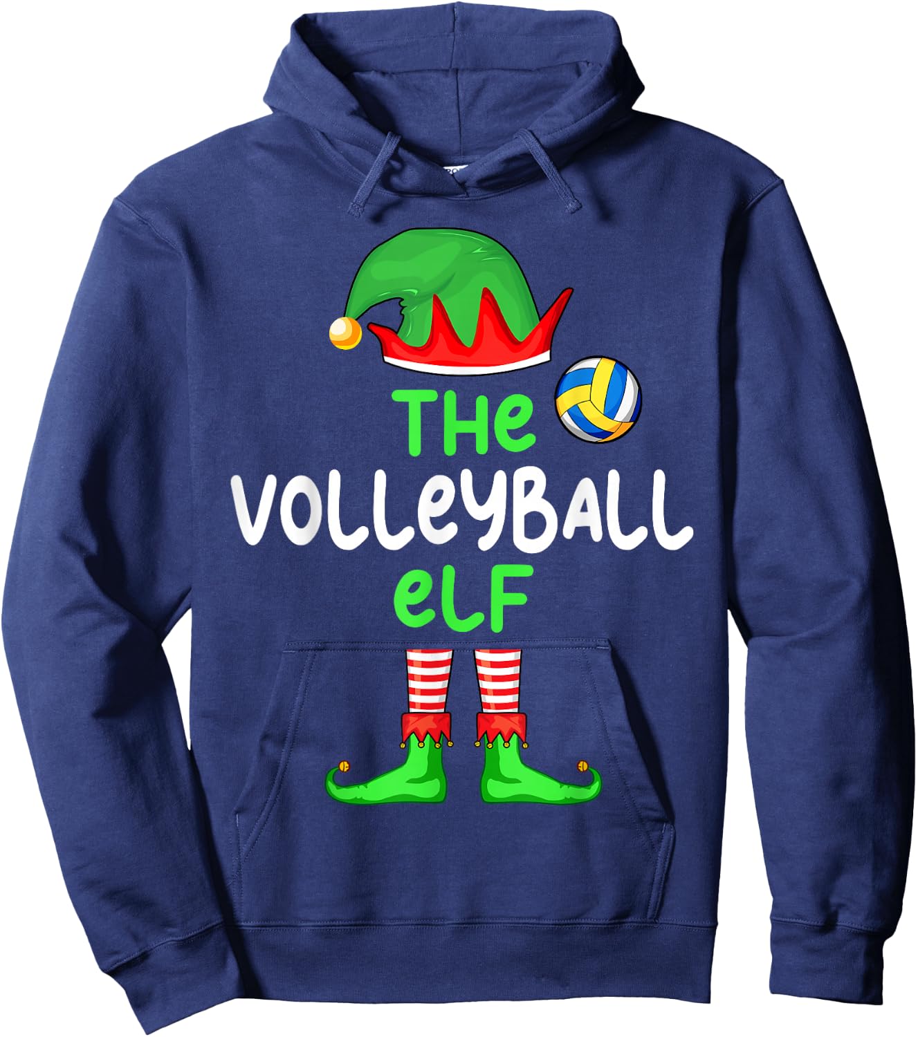 I'm The Volleyball Elf Christmas Family Matching Pajama Hoodie - Hoodie | Navy