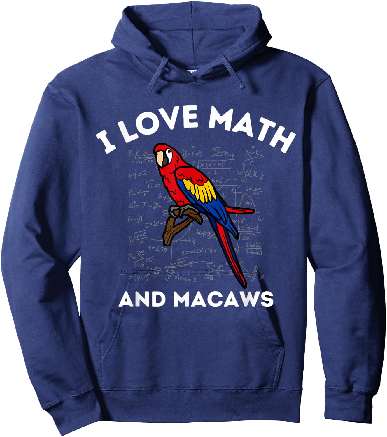 I Love Math and Macaws Parrot Lover Owner Algebra Teacher Hoodie - Hoodie | Navy