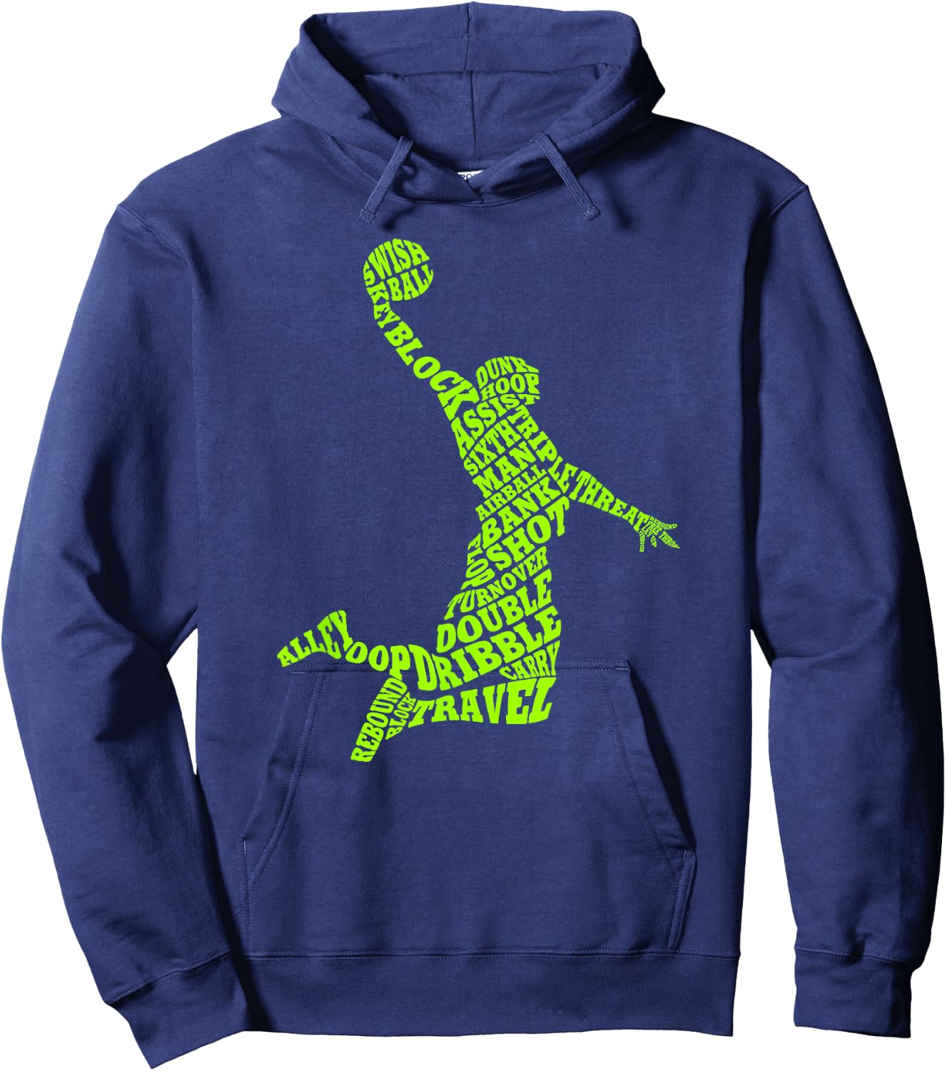 Basketball Player Typography Word Art Hoodie - Hoodie | Navy