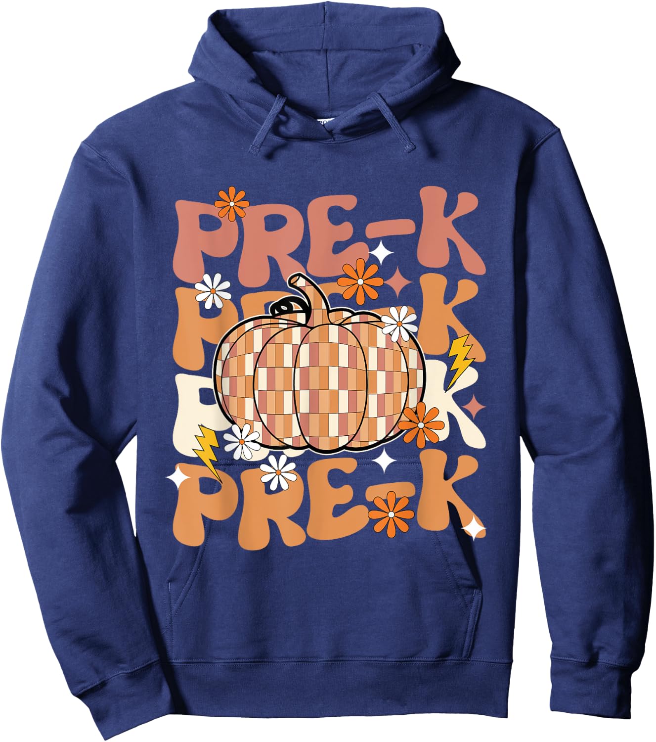 Pre-K Teacher Thanksgiving, Halloween Fall Pumpkin Teacher Hoodie - Hoodie | Navy