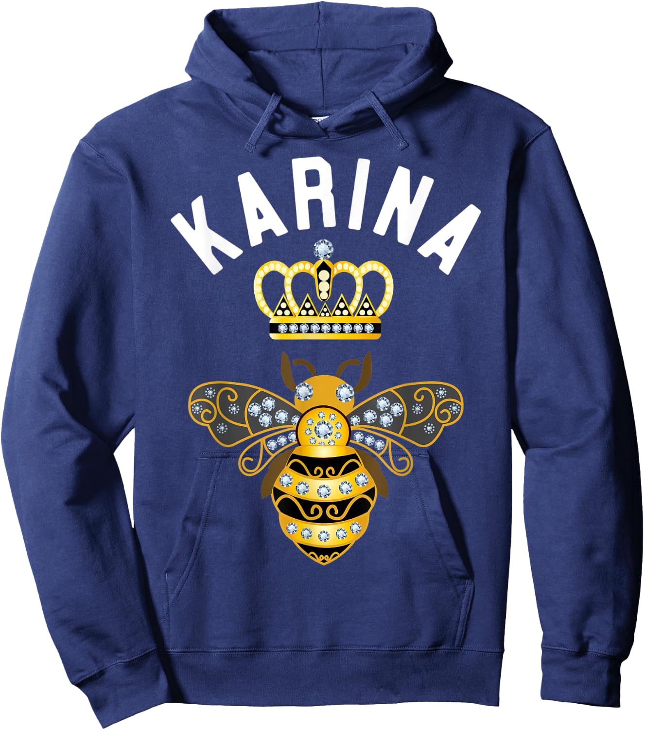 Karina Name Karina Birthday Gifts Queen Crown Bee Karina Hoodie - Hoodie | Navy