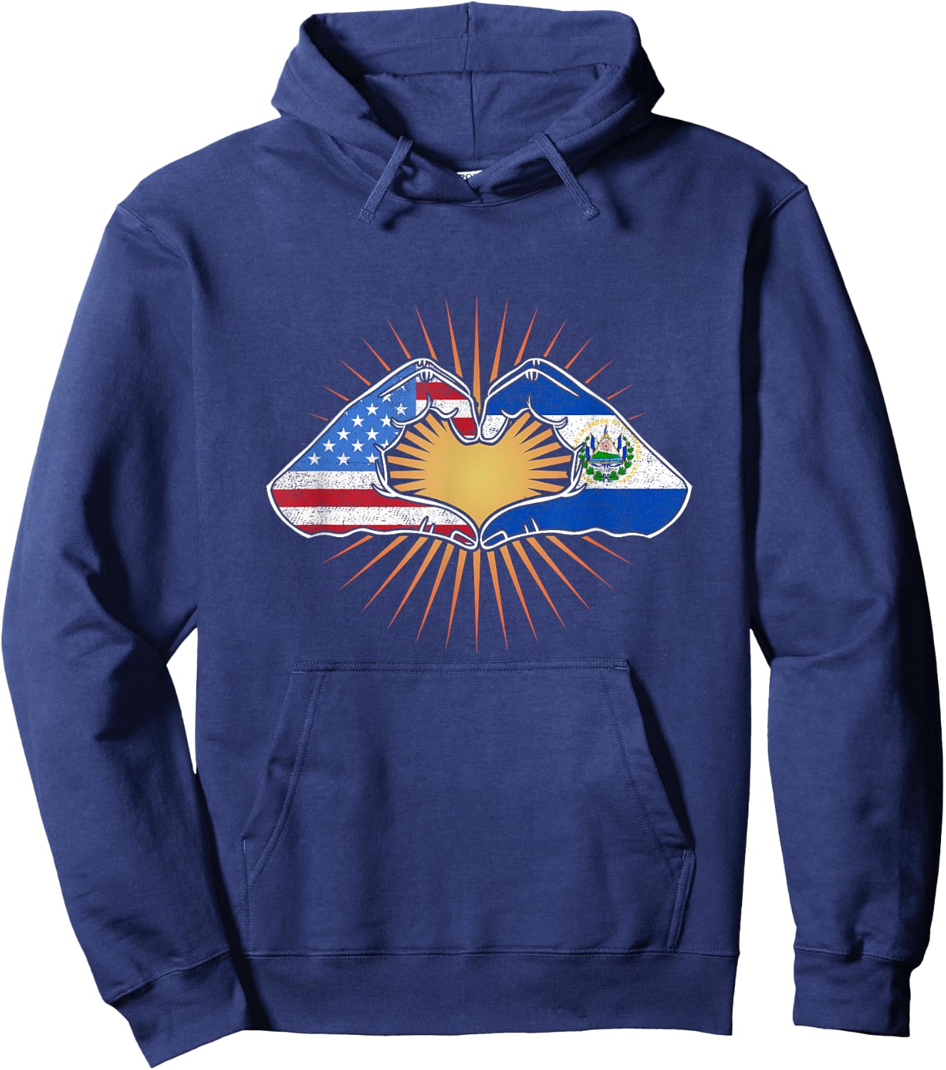 Heart Hands USA and El Salvador Hoodie - Hoodie | Navy