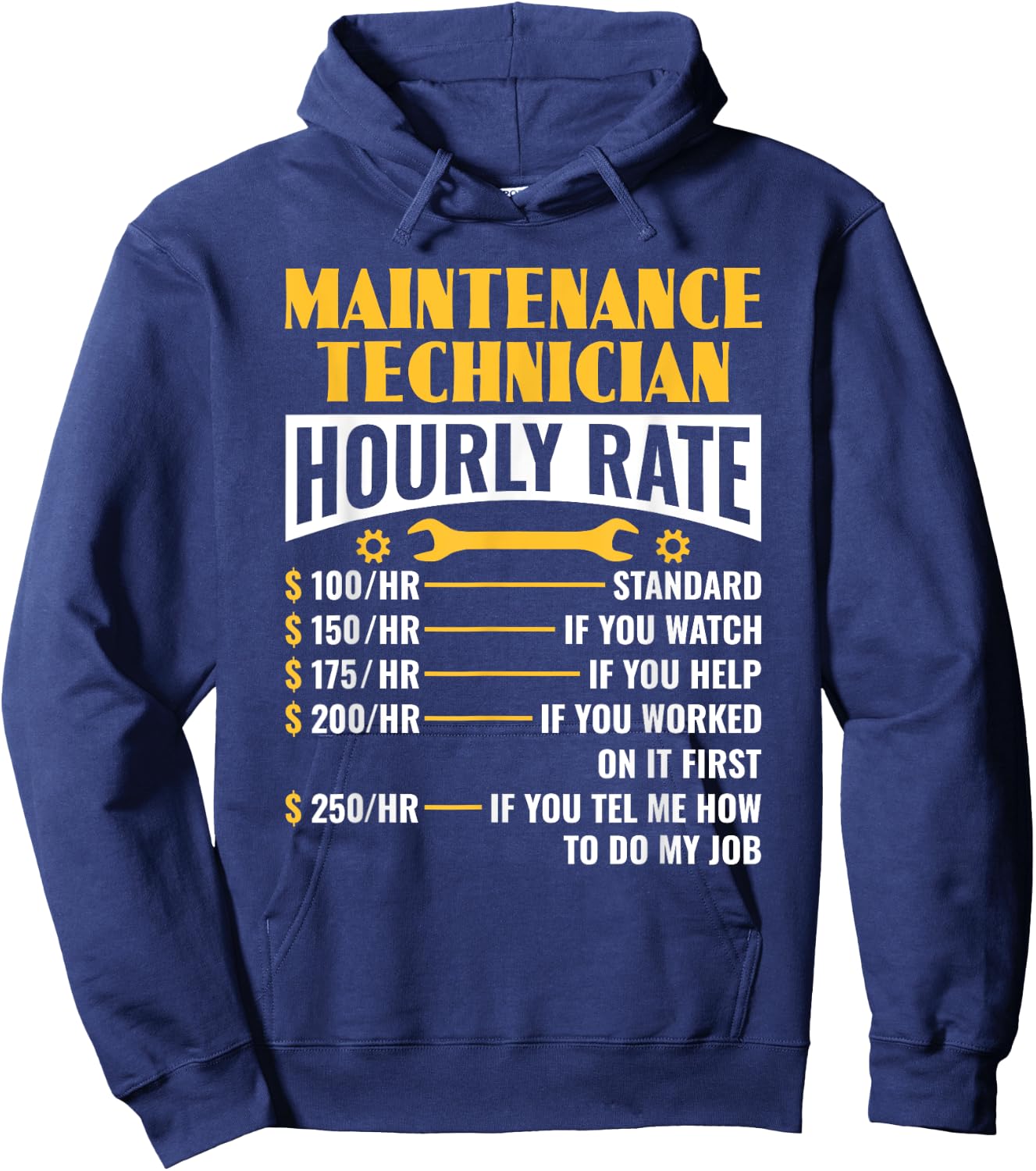 Funny Maintenance Technician Hourly Rate Maintenance Worker Hoodie - Hoodie | Navy