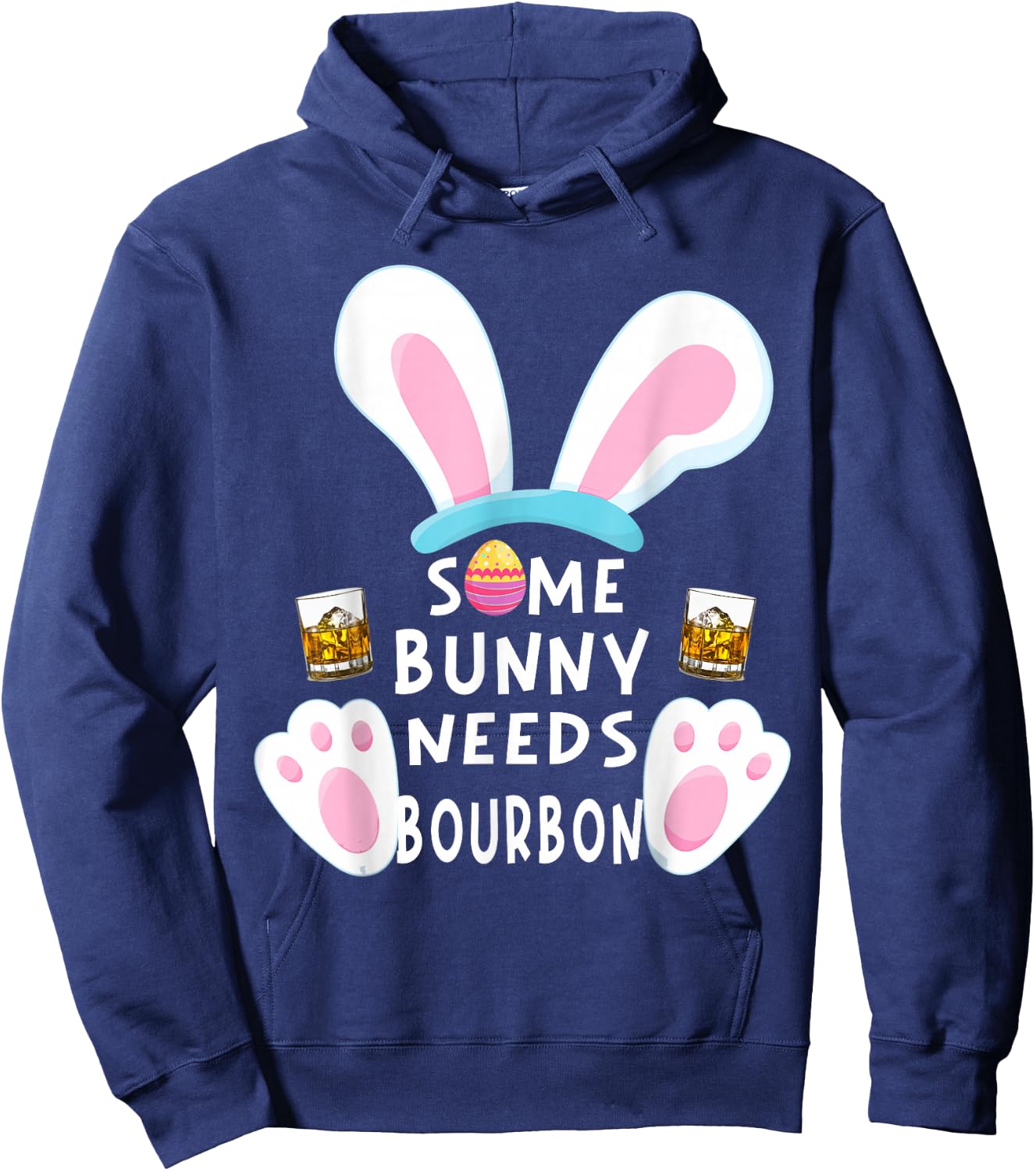 Some Bunny Needs Bourbon Wine Women Rabbit Funny Easter Day Hoodie - Hoodie | Navy