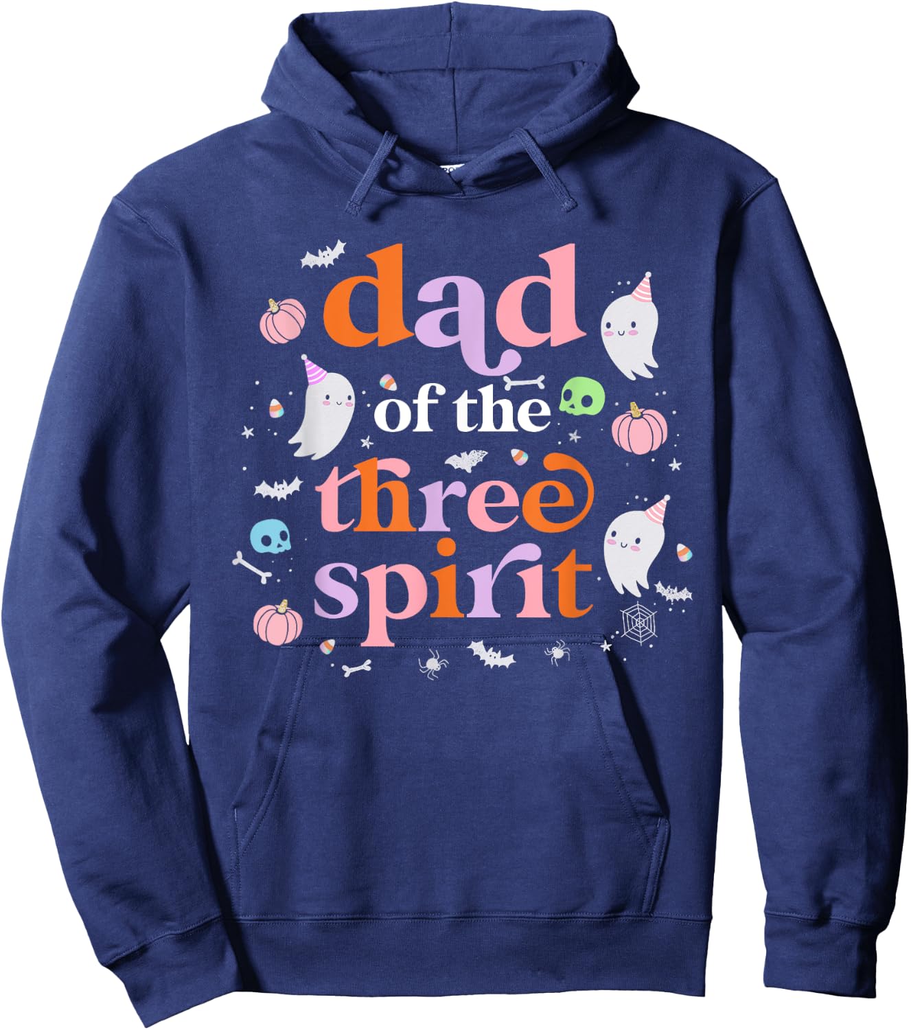 Dad of The Three Spirit Halloween 3rd Bday Boy Ghost Hoodie - Hoodie | Navy
