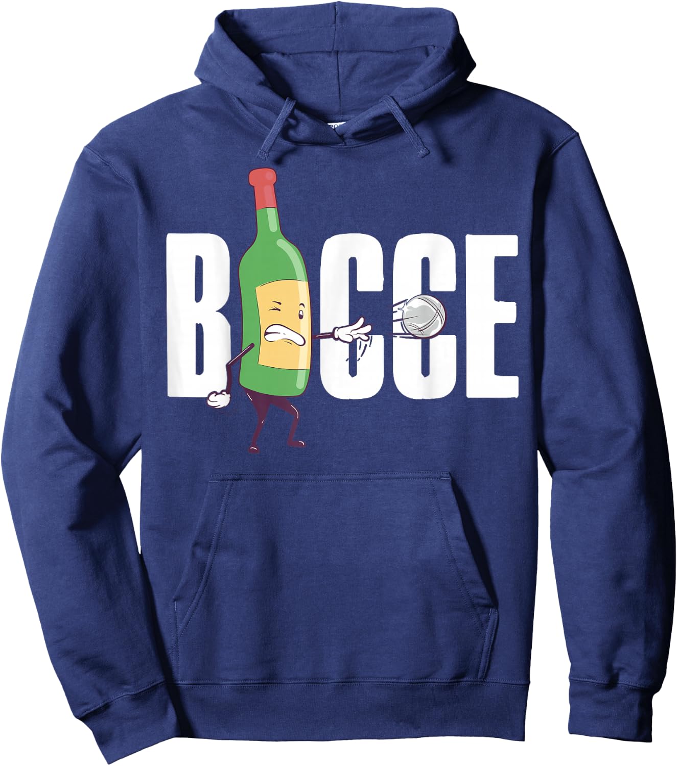 Bocce Wine Bottle Bocce Ball with Jack Bocci Game Bocce Hoodie - Hoodie | Navy
