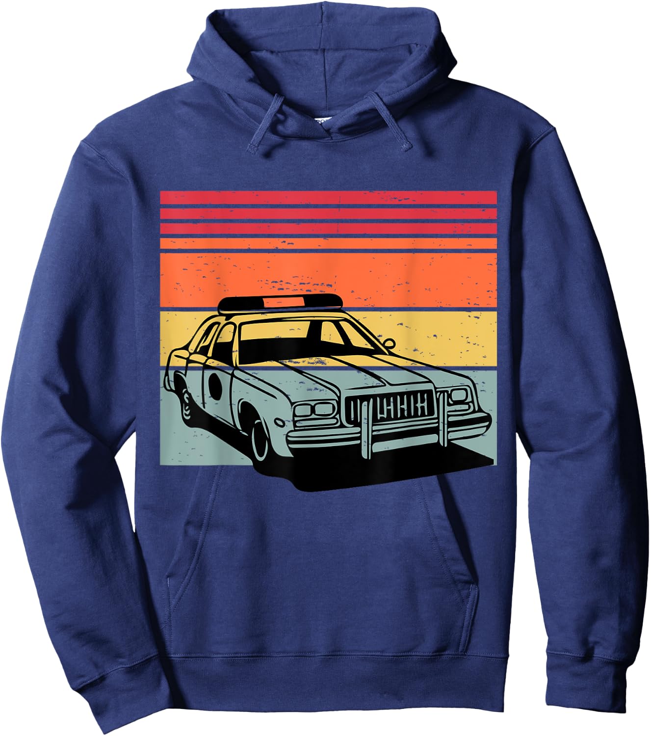 Police Car TV Cop Shows Vintage Retro 70s & 80's Sunset Hoodie - Hoodie | Navy