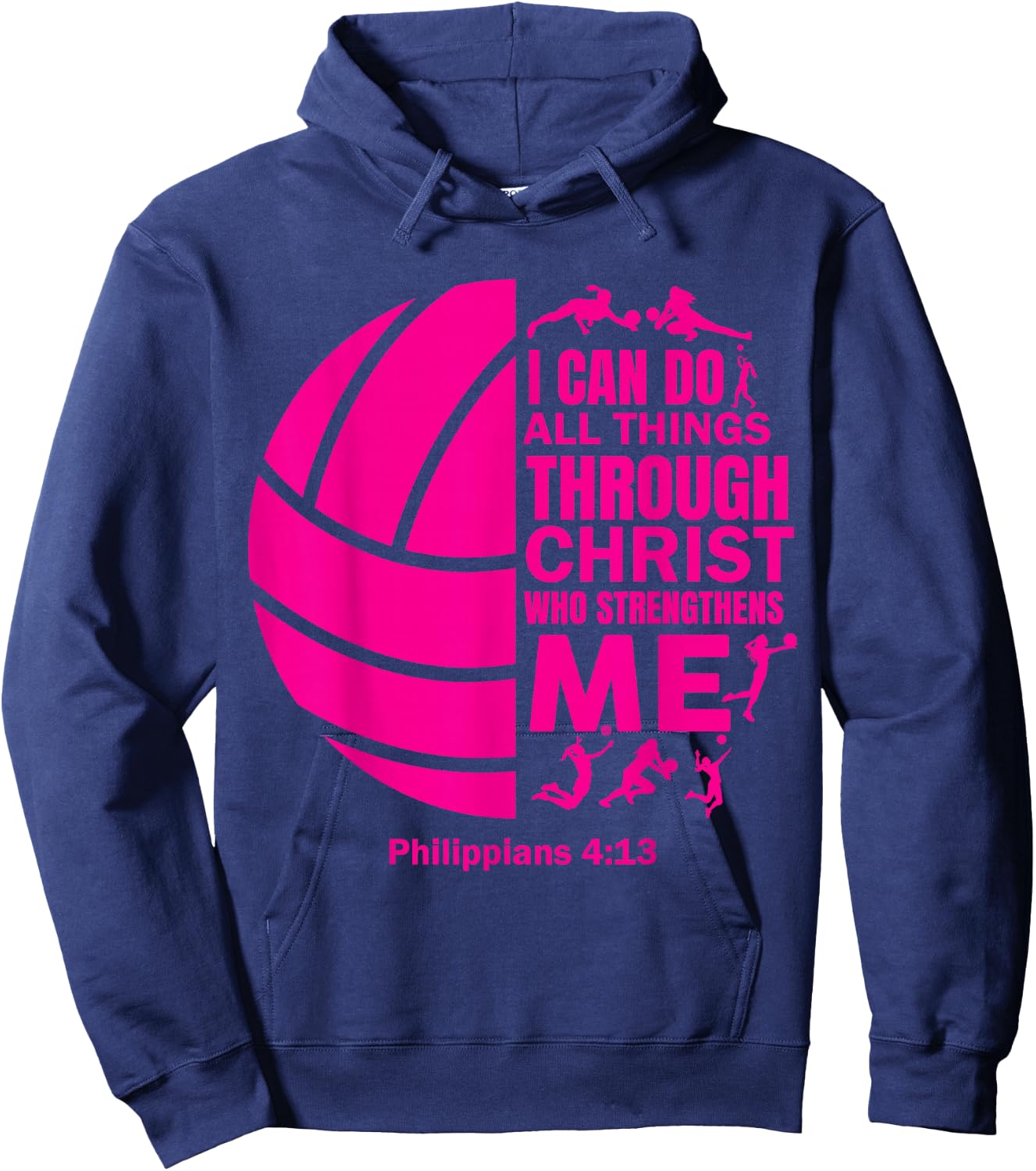 Women Volleyball-Shirt for Teen Girls Funny Christian Christ Hoodie - Hoodie | Navy