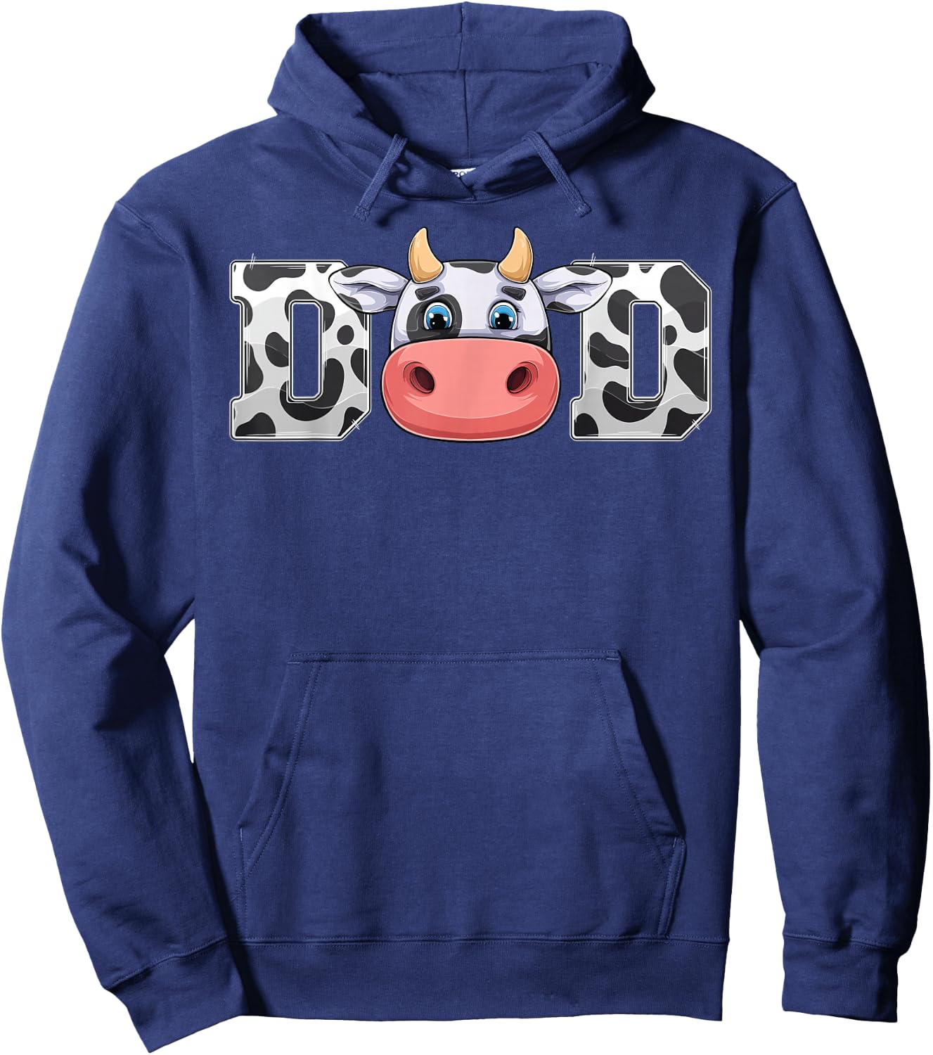 Dad Cow Print Cowboy Animal Pattern Farmer Cow Father Dad Hoodie - Hoodie | Navy