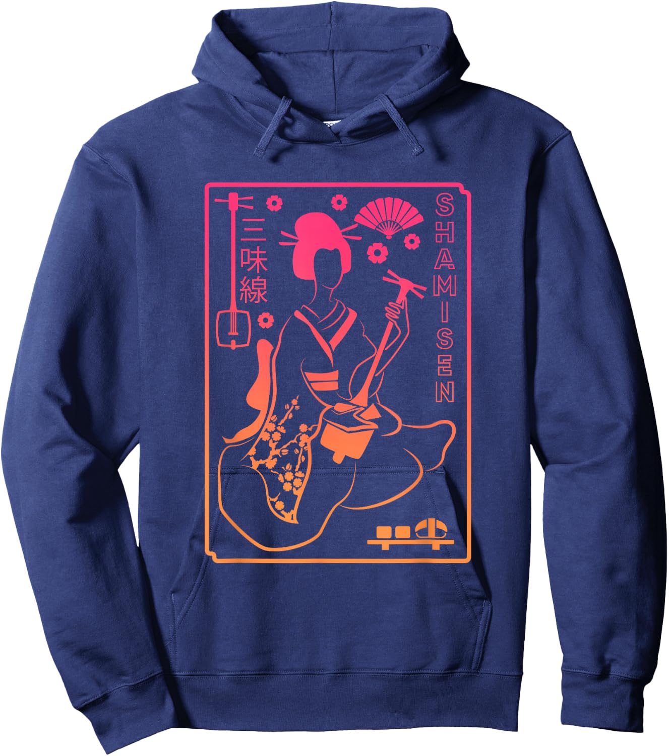 Shamisen | Japanese Culture Geisha | Musical Instrument Hoodie - Hoodie | Navy