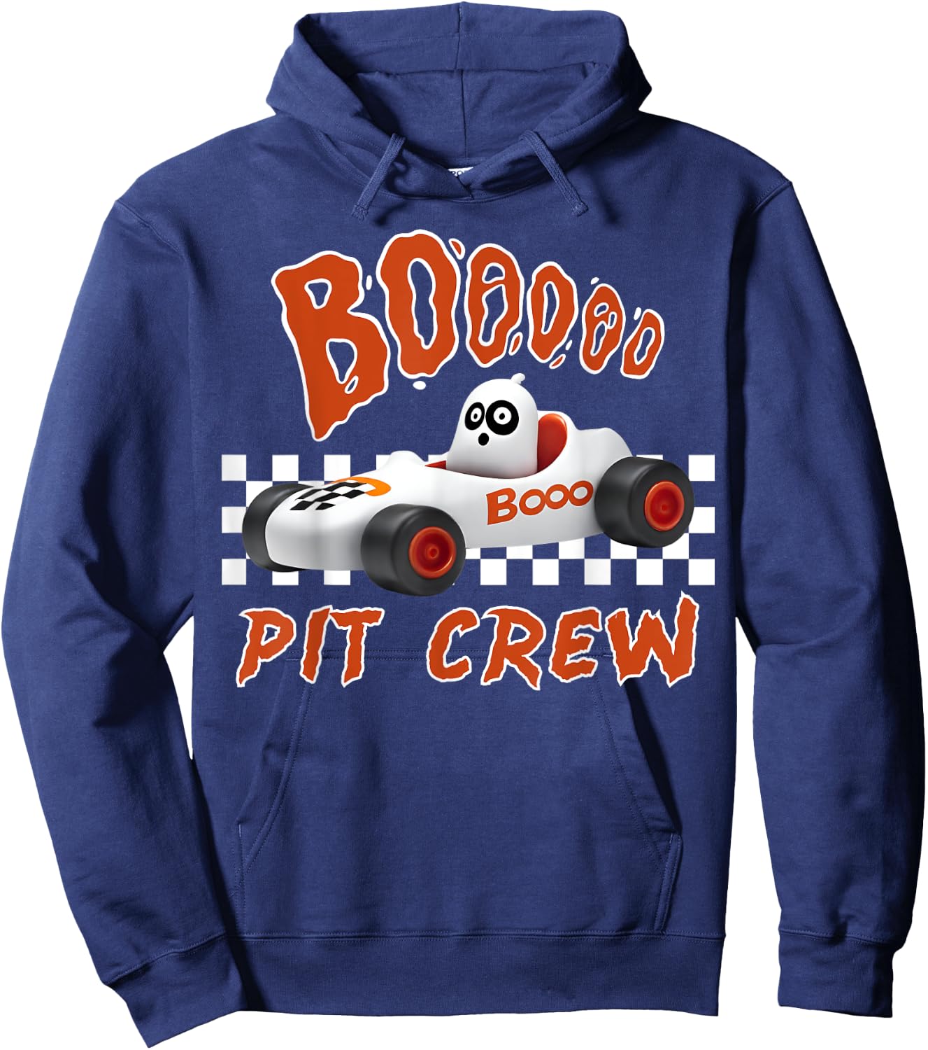 Boo Ghost Pit Crew Racing Halloween Matching Race Car Party Hoodie - Hoodie | Navy