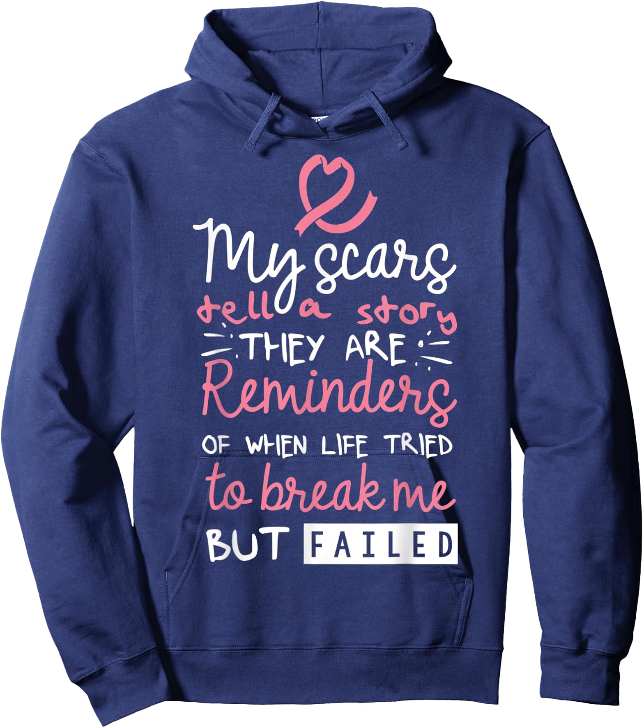 My Scars Tell A Story - Breast Cancer Awareness Hoodie - Hoodie | Navy