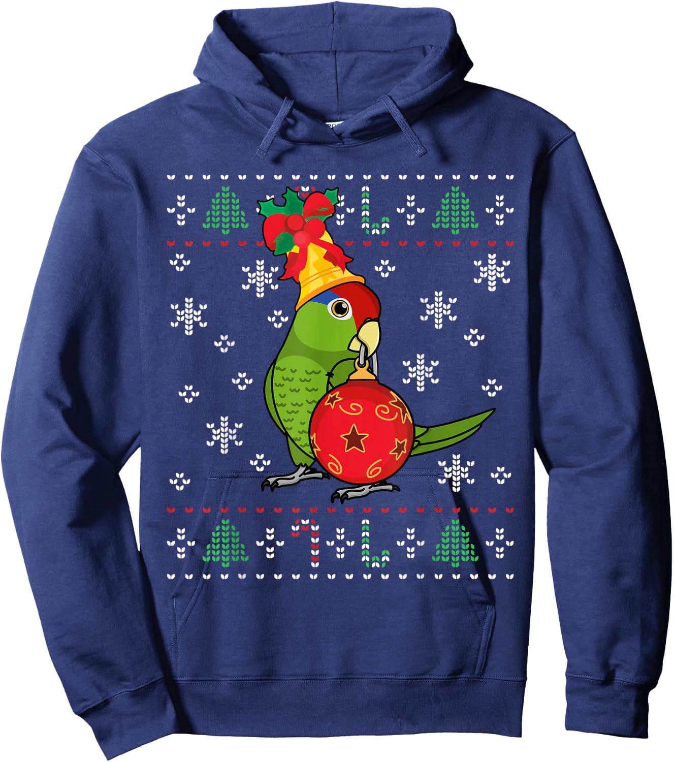 Mexican Red-headed Amazon Parrot I Ugly Christmas Hoodie - Hoodie | Navy