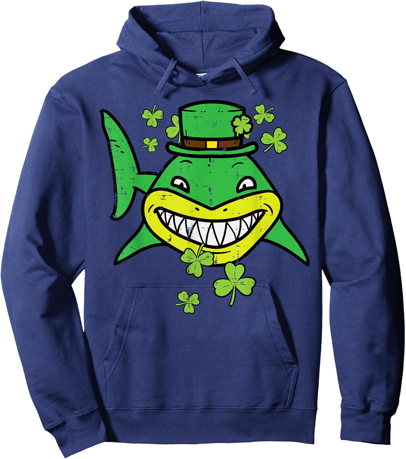St Patricks Day Shark Saint Paddys Pattys Irish Men Boys Kid Hoodie - Hoodie | Navy