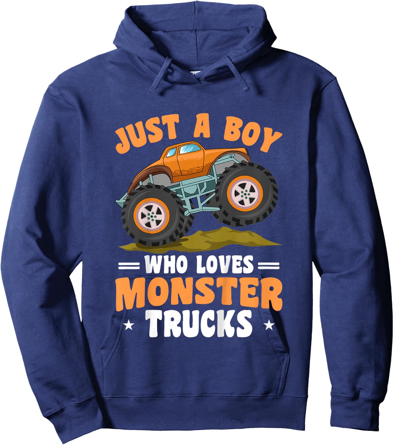 Kids Toddler Just A Boy Who Loves Monster Trucks Hoodie - Hoodie | Navy