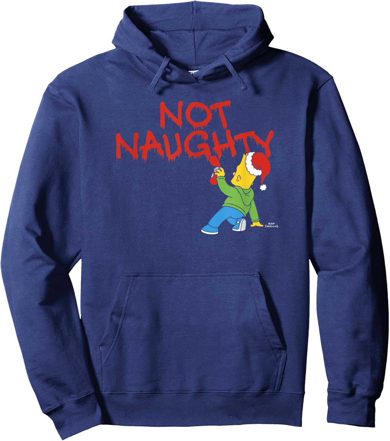 The Simpsons Christmas Bart Graffiti Not Naughty V2 Hoodie - Hoodie | Navy