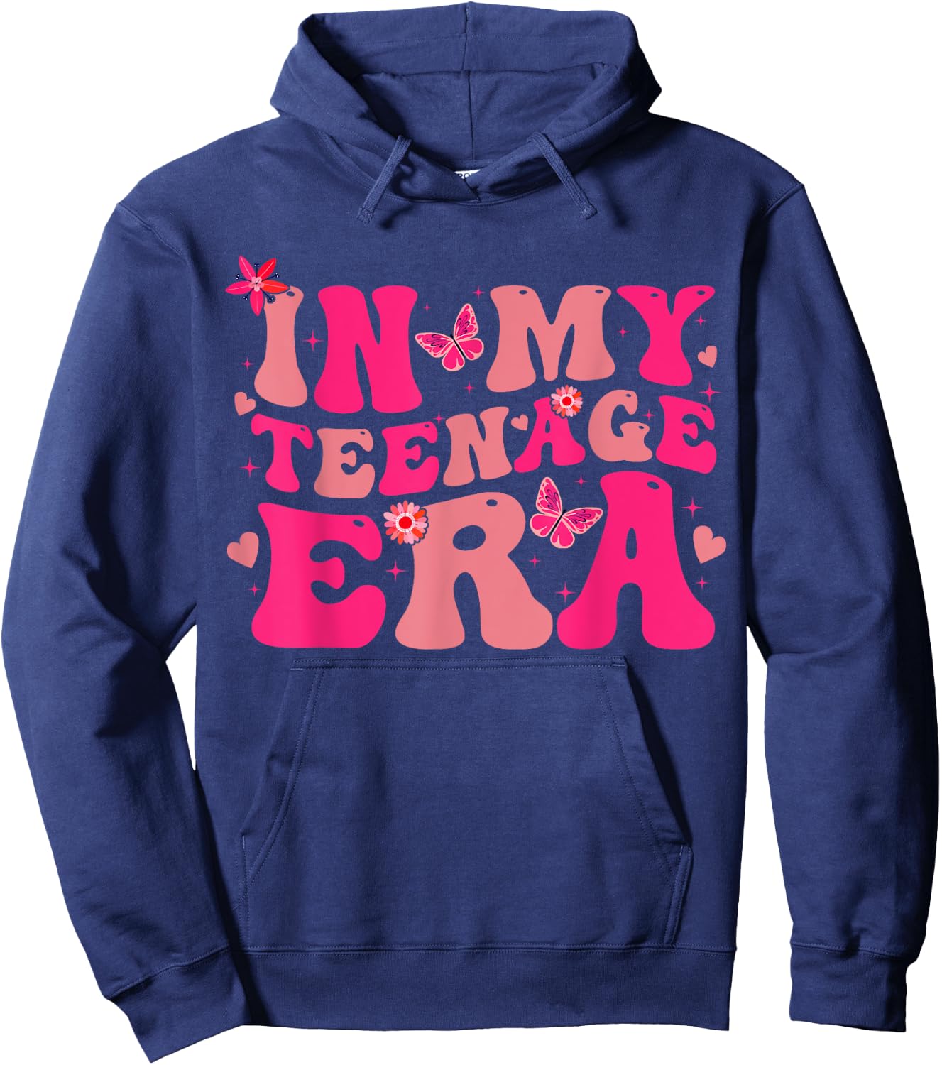 In My Teenage Era Retro Groovy 13 to 19 years Teenager Hoodie - Hoodie | Navy