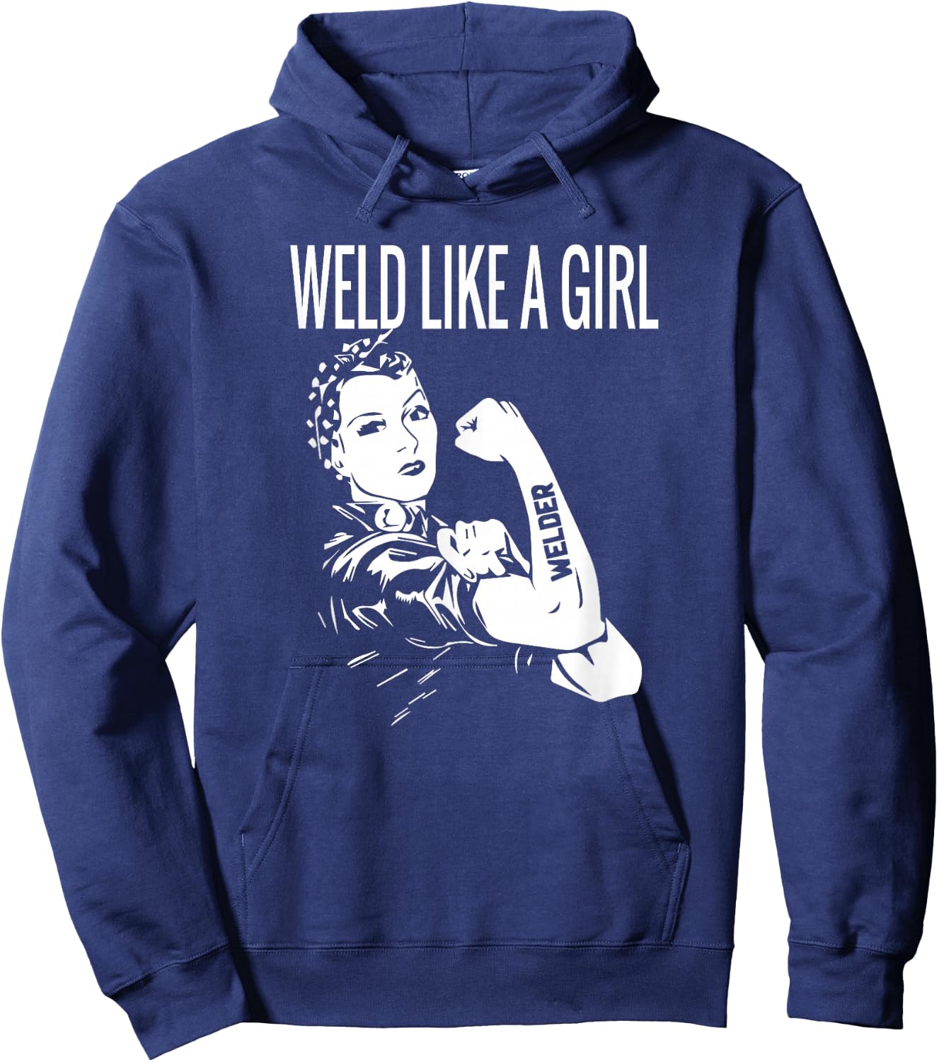 Weld Like A Girl Welder Woman Welding Wife Metal Hoodie - Hoodie | Navy
