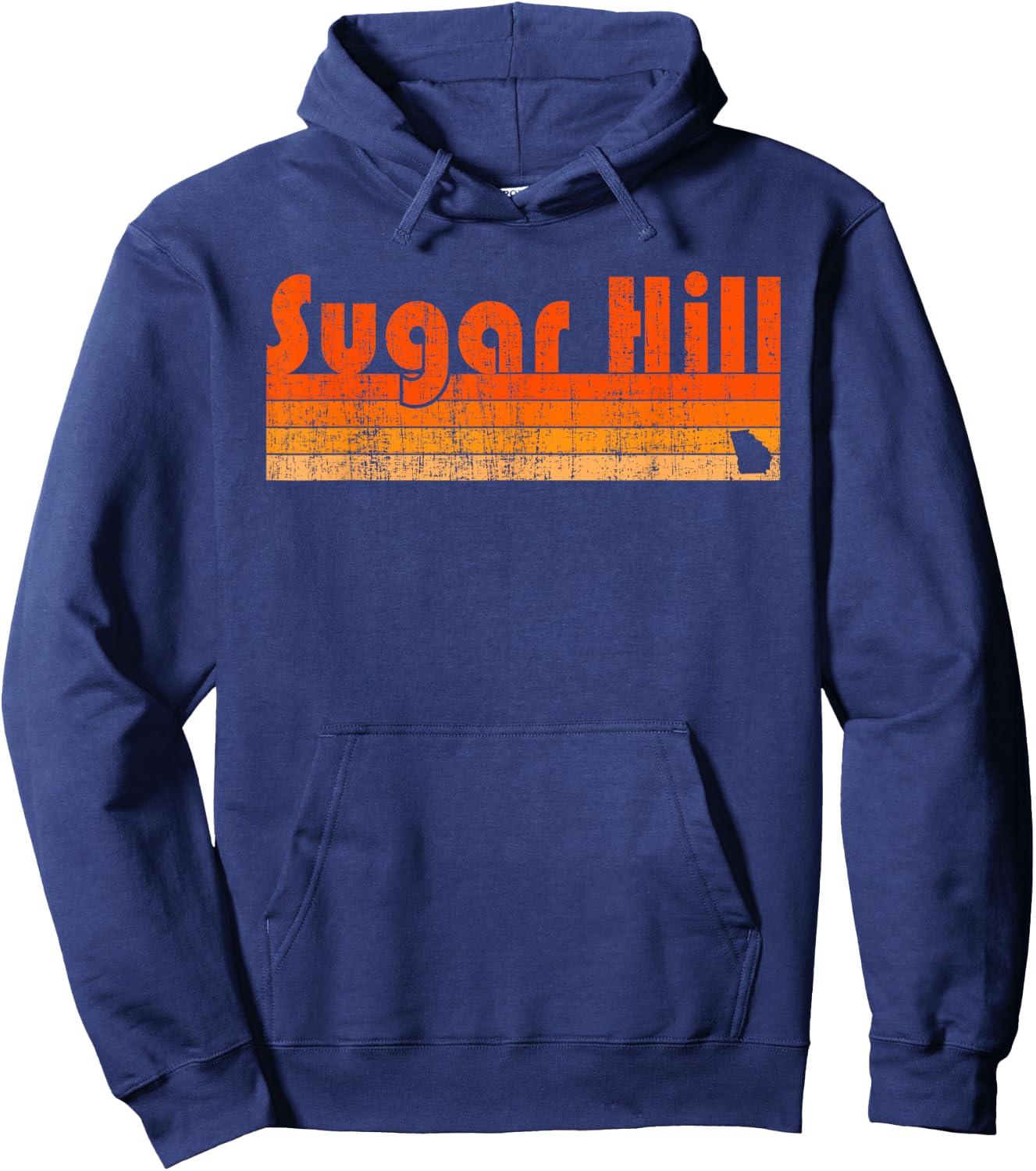 Sugar Hill, Georgia Retro 80s Style Hoodie - Hoodie | Navy