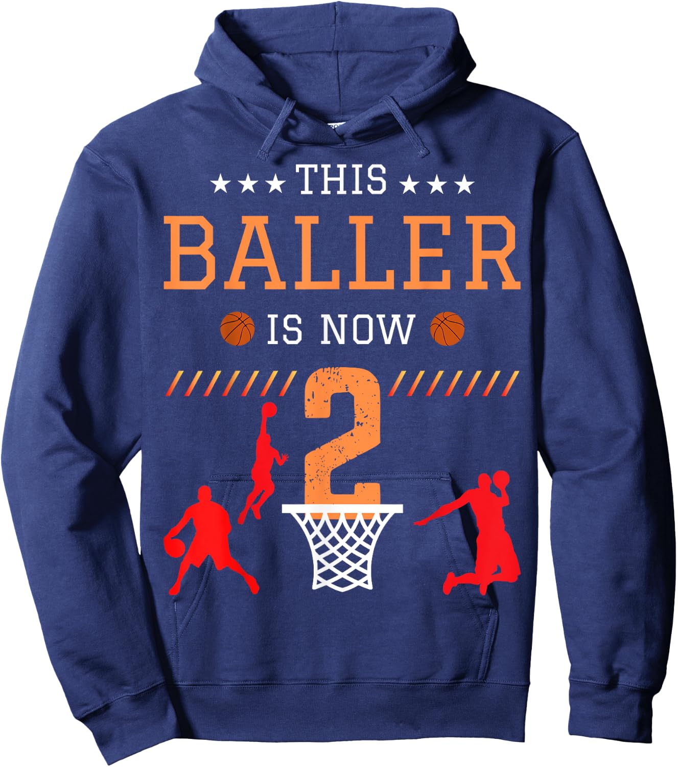 This Baller Is Now 2 Basketball Lover Funny 2th Birthday Hoodie - Hoodie | Navy