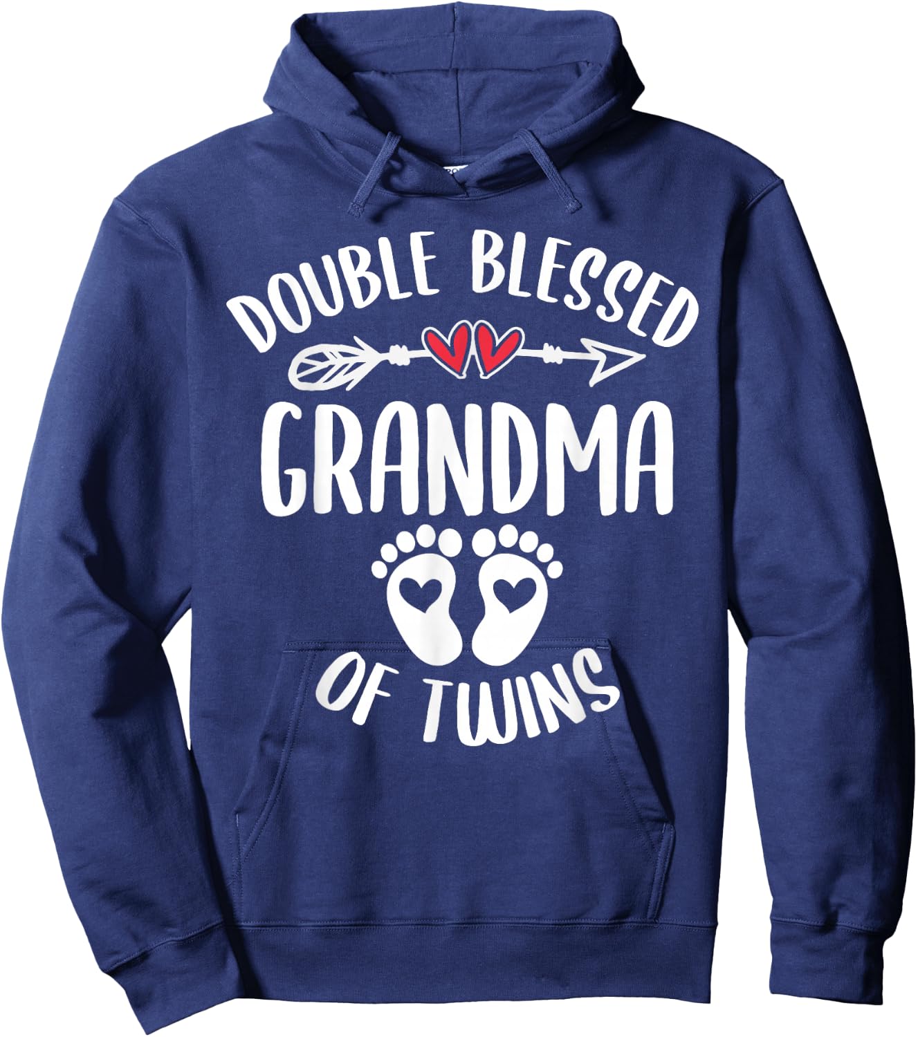 Double Blessed Grandma Of Twins - Funny Twin Grandmother Hoodie - Hoodie | Navy