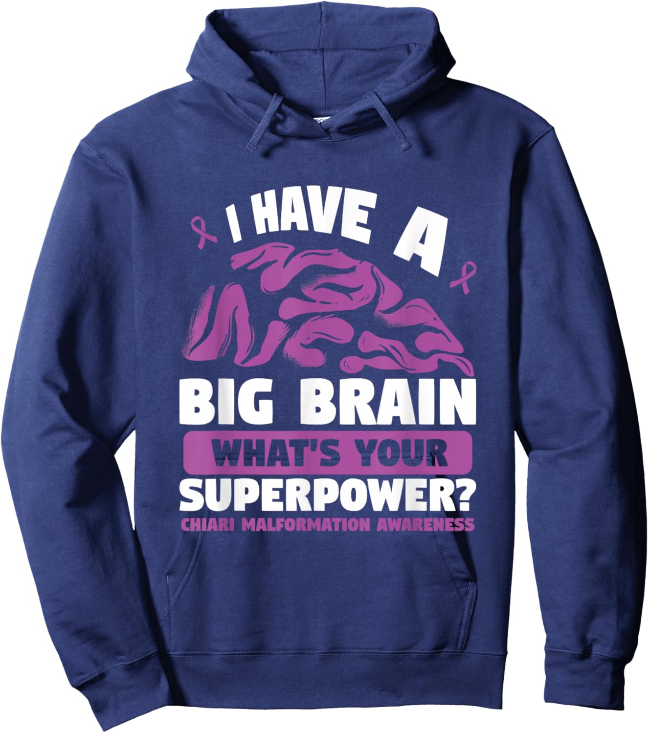Purple Ribbon Superpower Chiari Malformation Awareness Hoodie - Hoodie | Navy