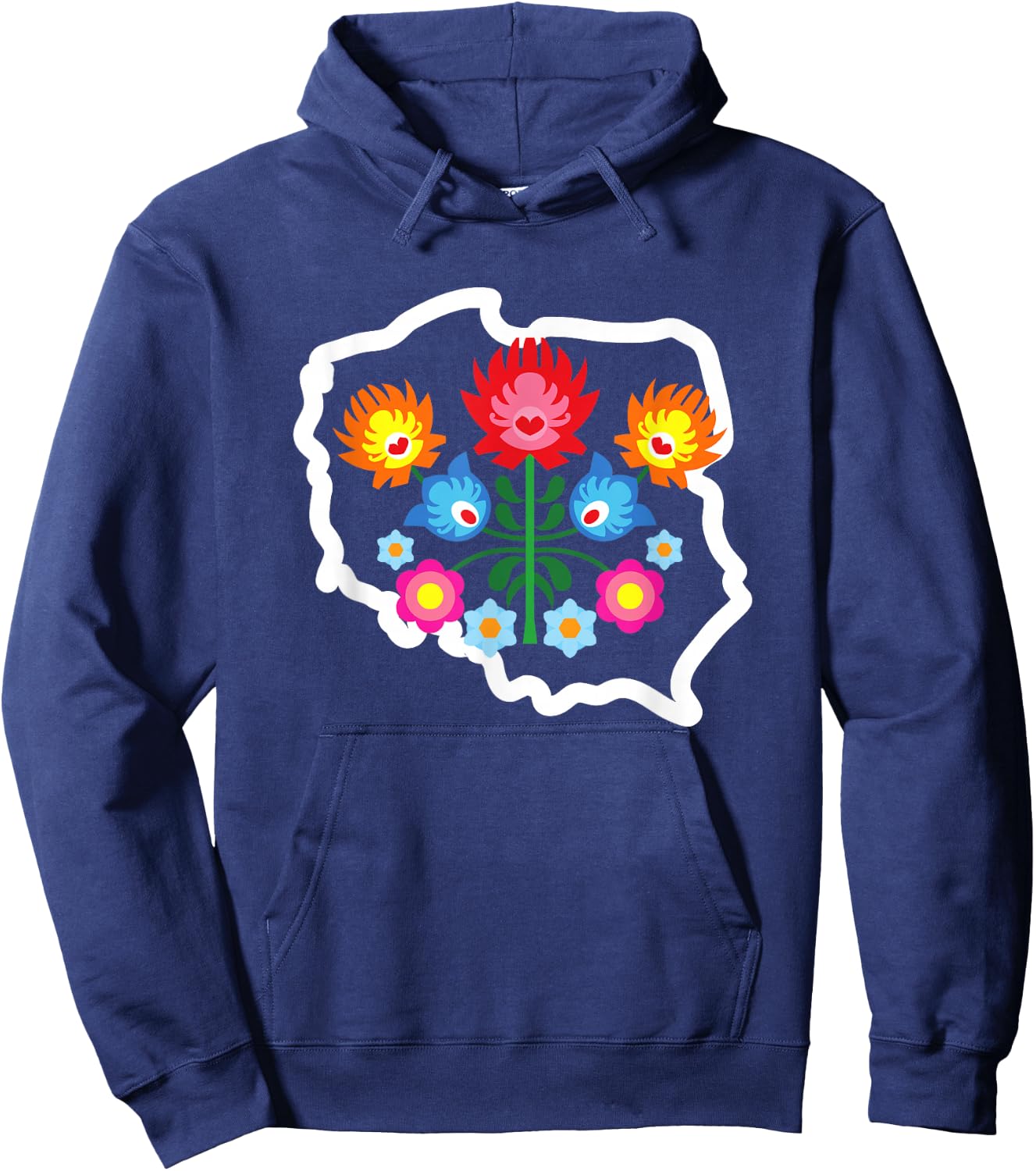 Polish Folk Flower Art Poland Polska Polish Pride Souvenir Hoodie - Hoodie | Navy