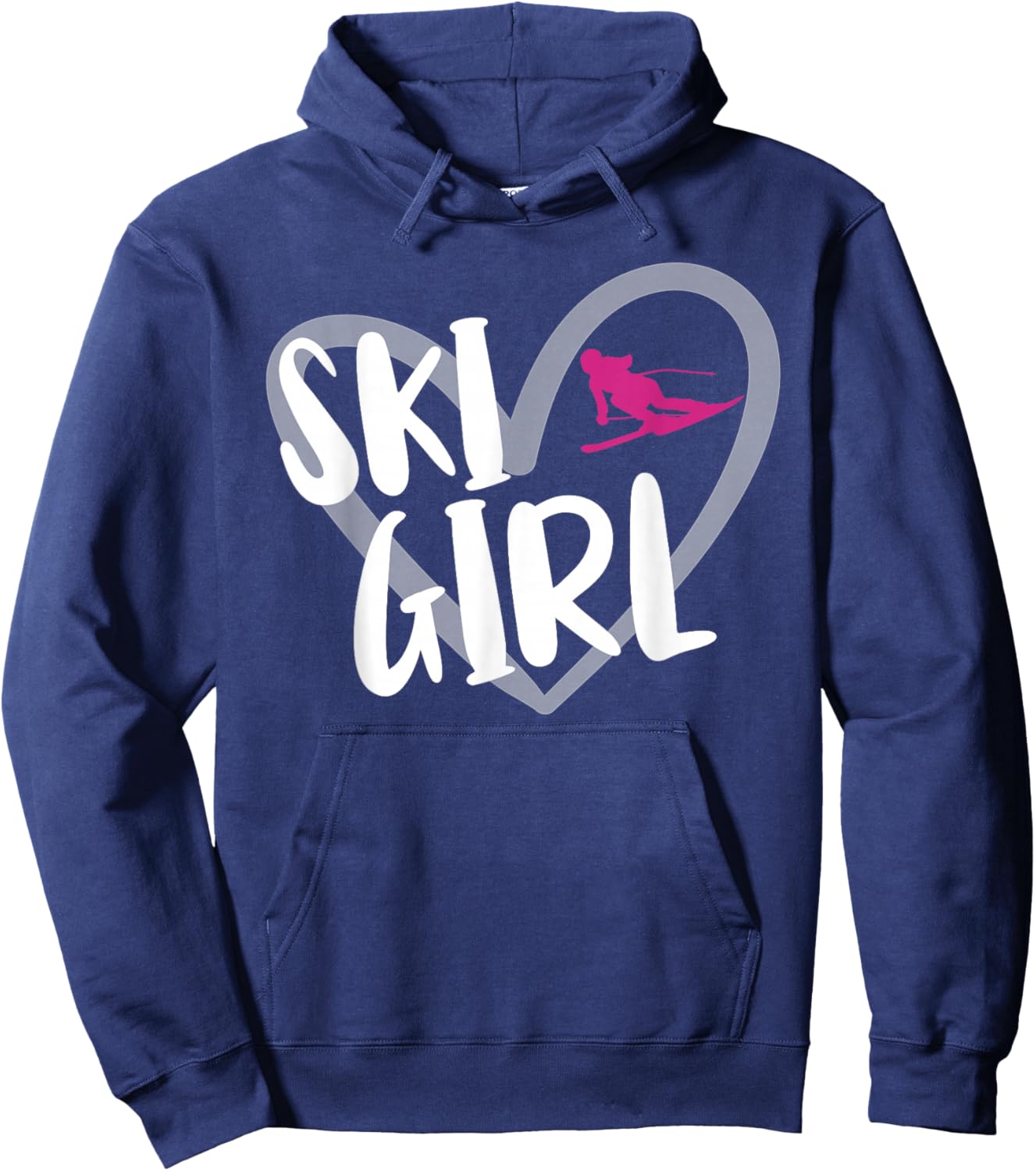 Ski Girl Heart Funny Skiing For Skiers Hoodie - Hoodie | Navy