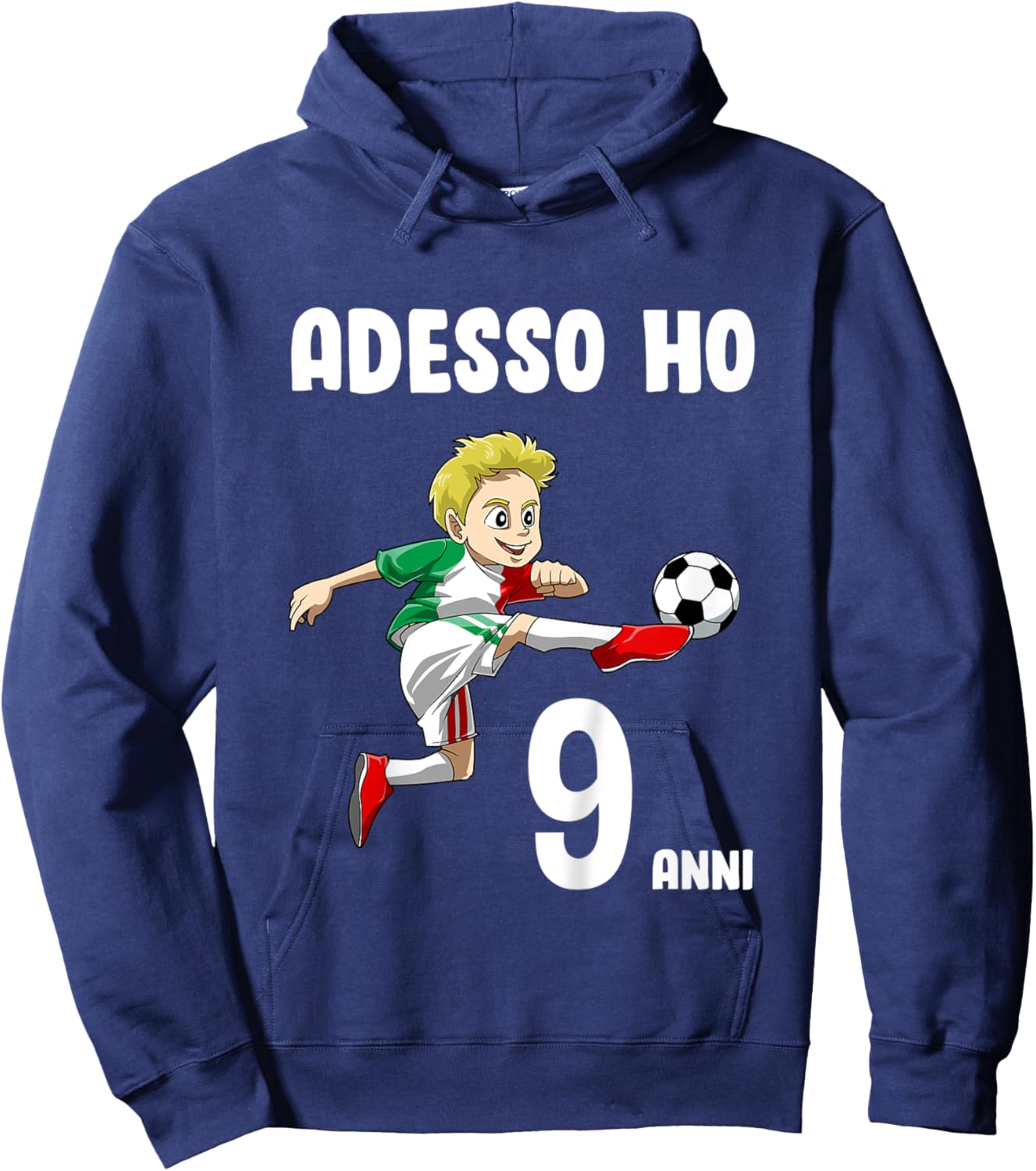 Kids 9 Birthday Football Italy Boys - Gift of 9 Years Hoodie - Hoodie | Navy