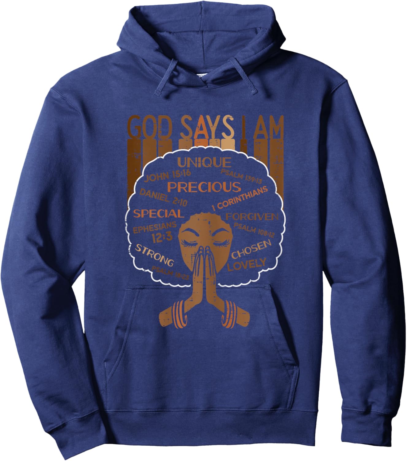 Afro Woman God Say I Am Unique Black History Christian Women Hoodie - Hoodie | Navy