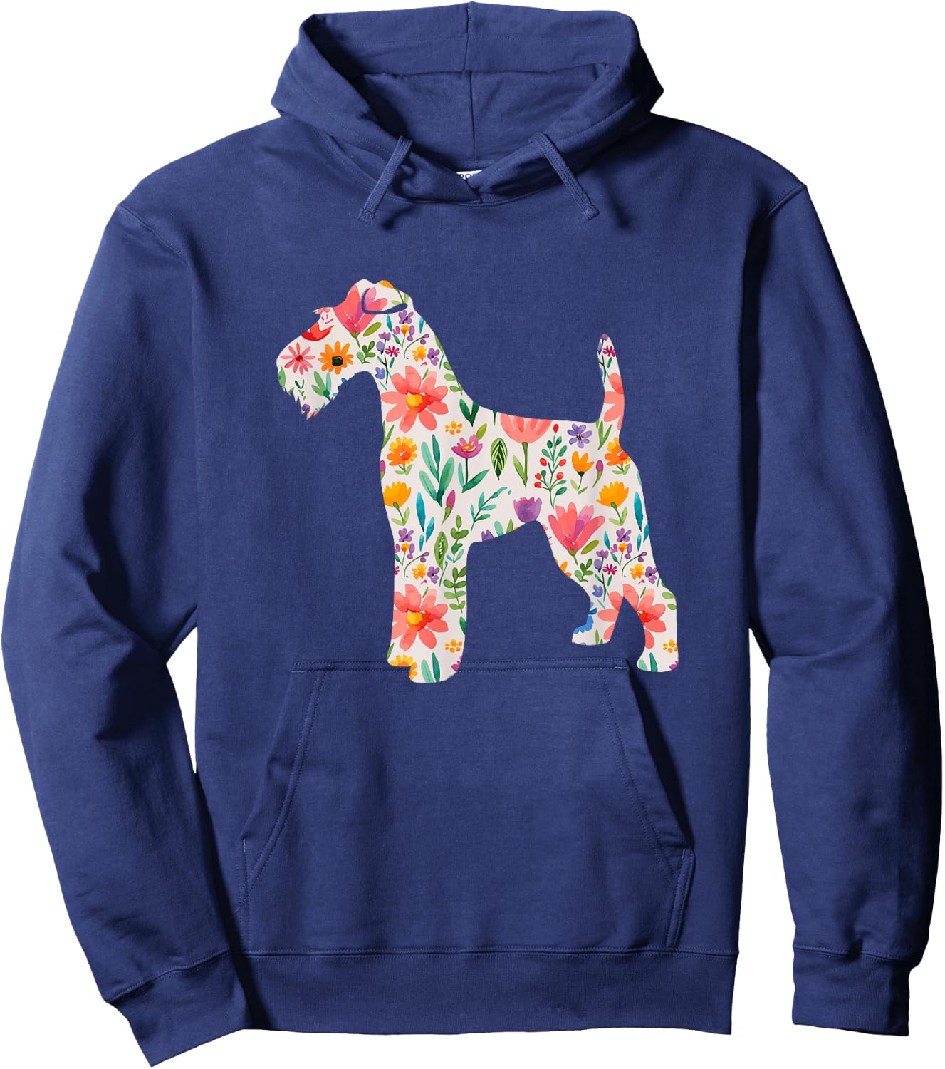 Wire Fox Terrier watercolor flowers design Hoodie - Hoodie | Navy