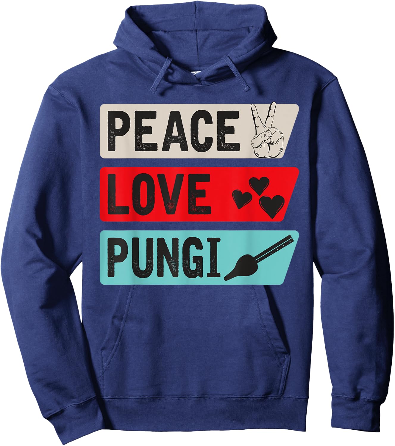 Peace Love Pungi Musical Instrument Punji Music Player Hoodie - Hoodie | Navy