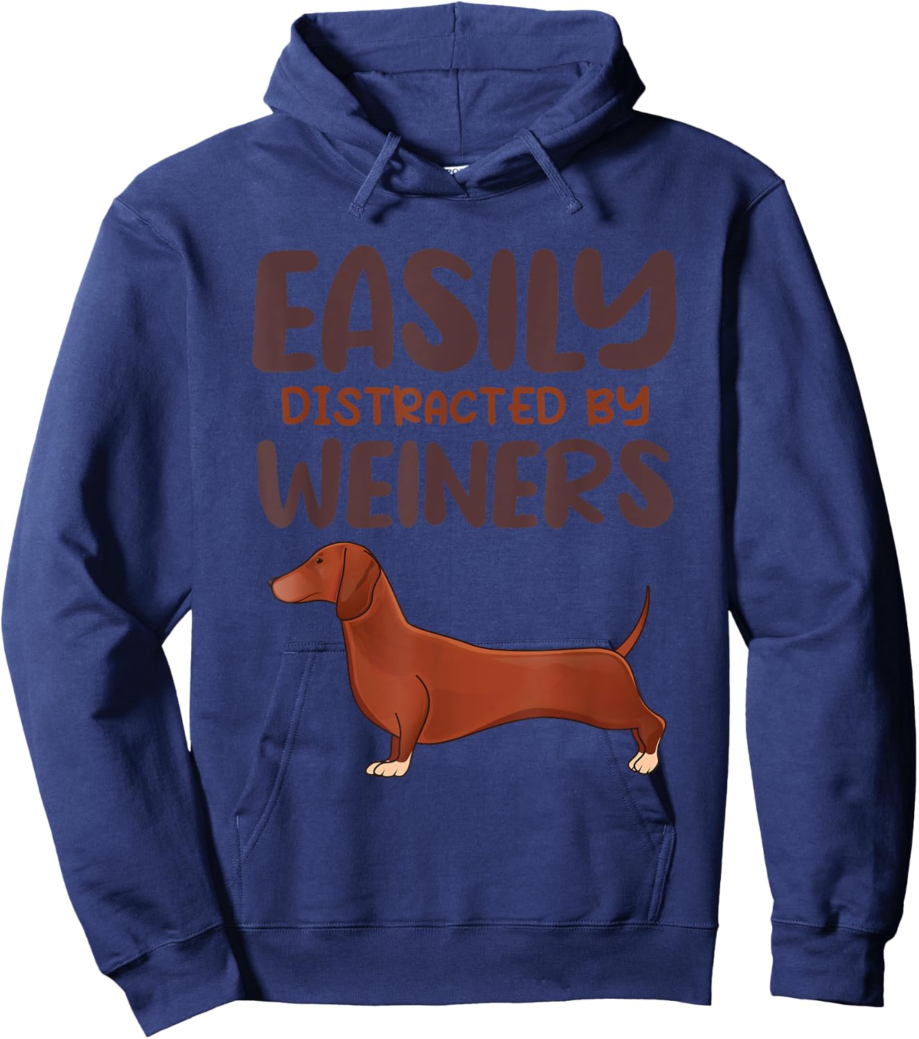 Funny Easily Distracted By Weiners Cute Dachshund Lover Hoodie - Hoodie | Navy