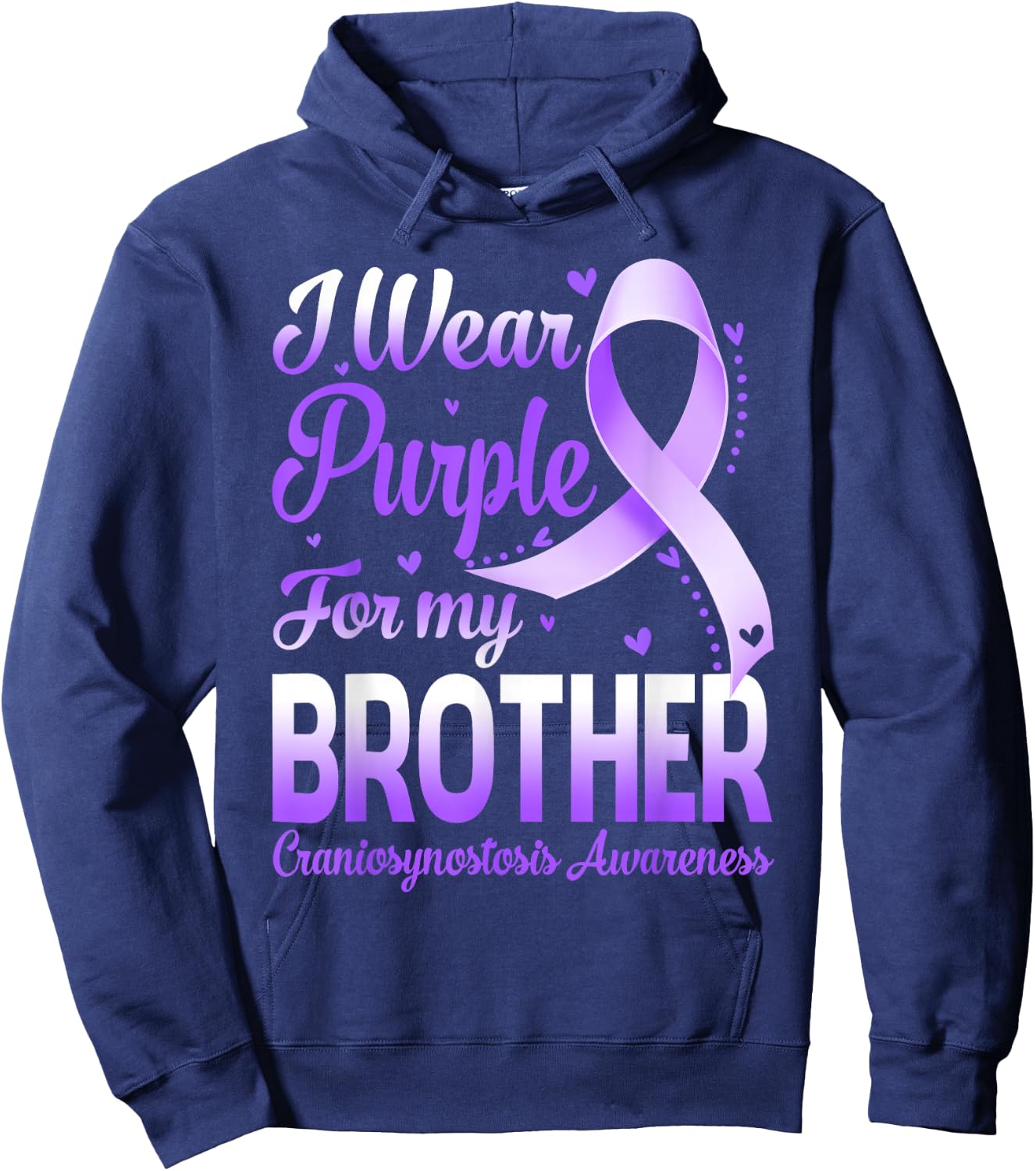 I Wear Purple For My Brother Craniosynostosis Awareness Hoodie - Hoodie | Navy