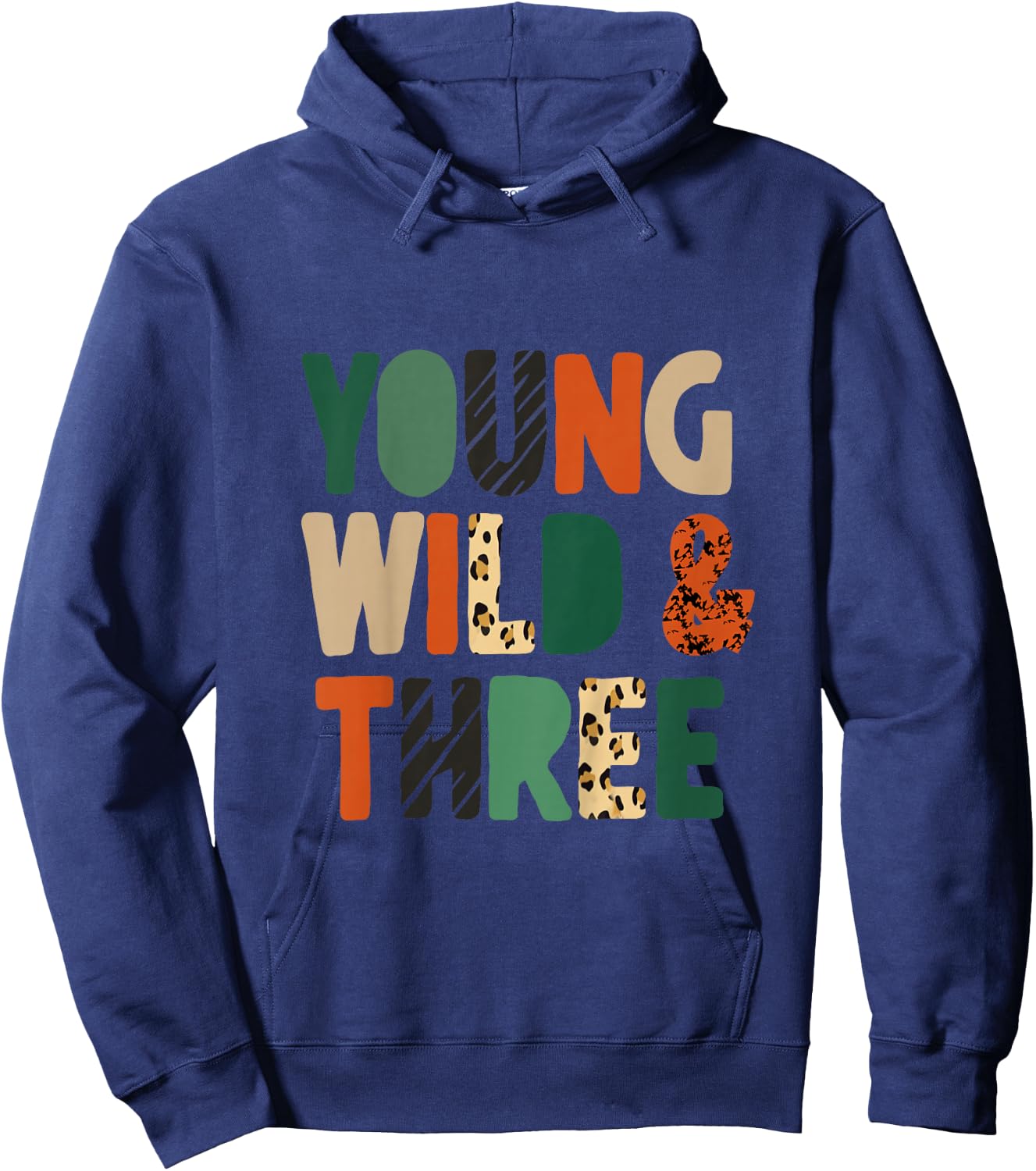 Kids Young Wild & Three Cute 3rd Birthday Wild Child Third Bday Hoodie - Hoodie | Navy